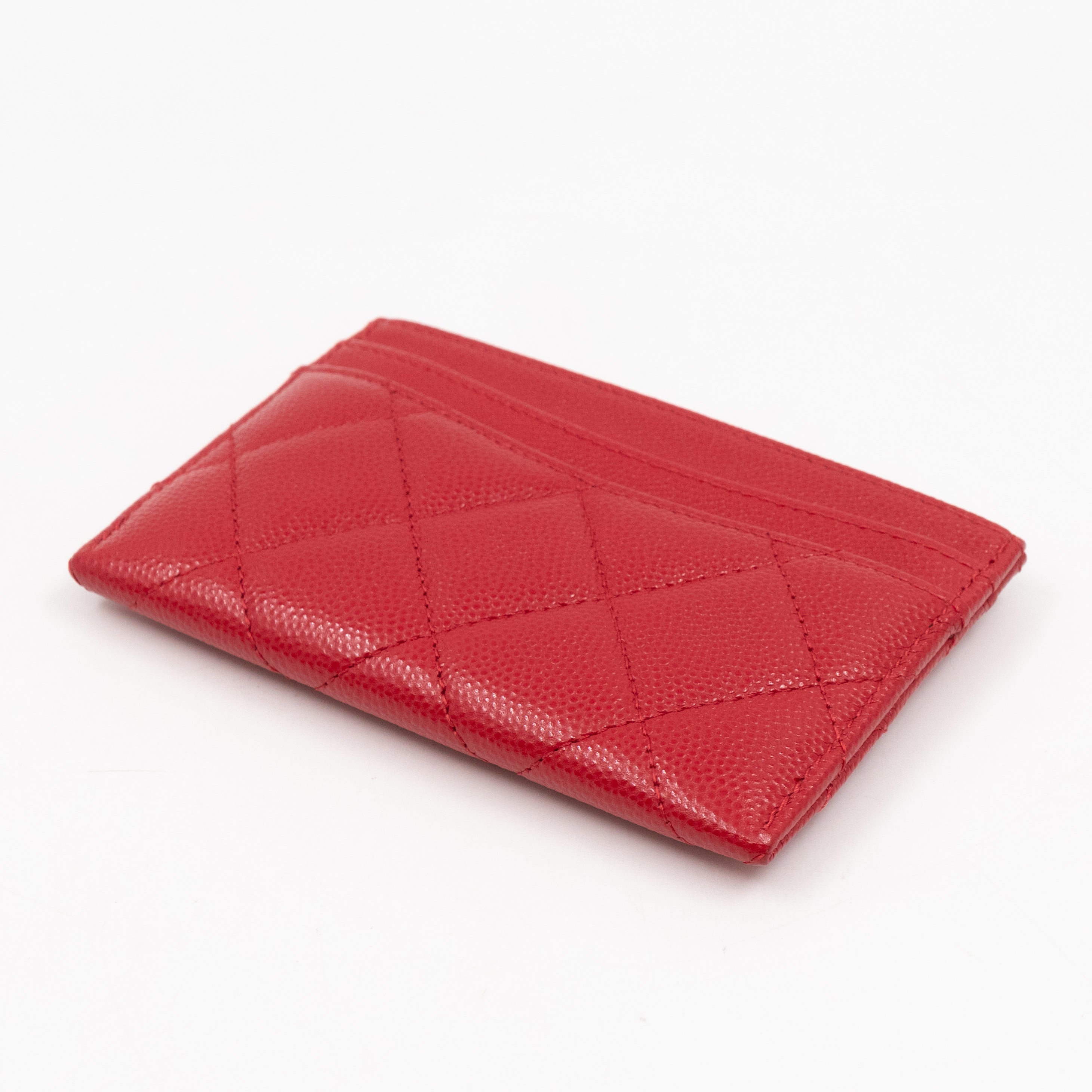 Classic Card Holder Red Caviar Leather