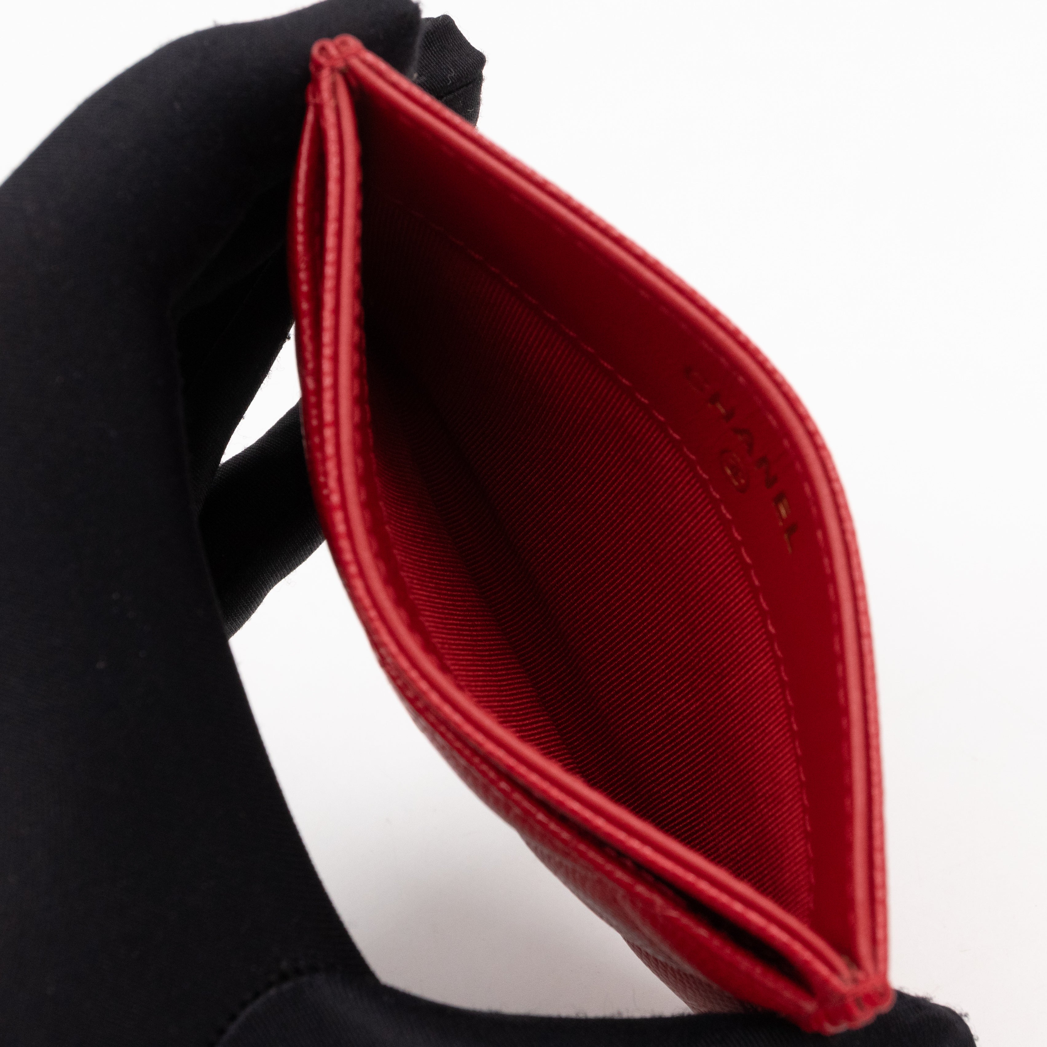 Classic Card Holder Red Caviar Leather