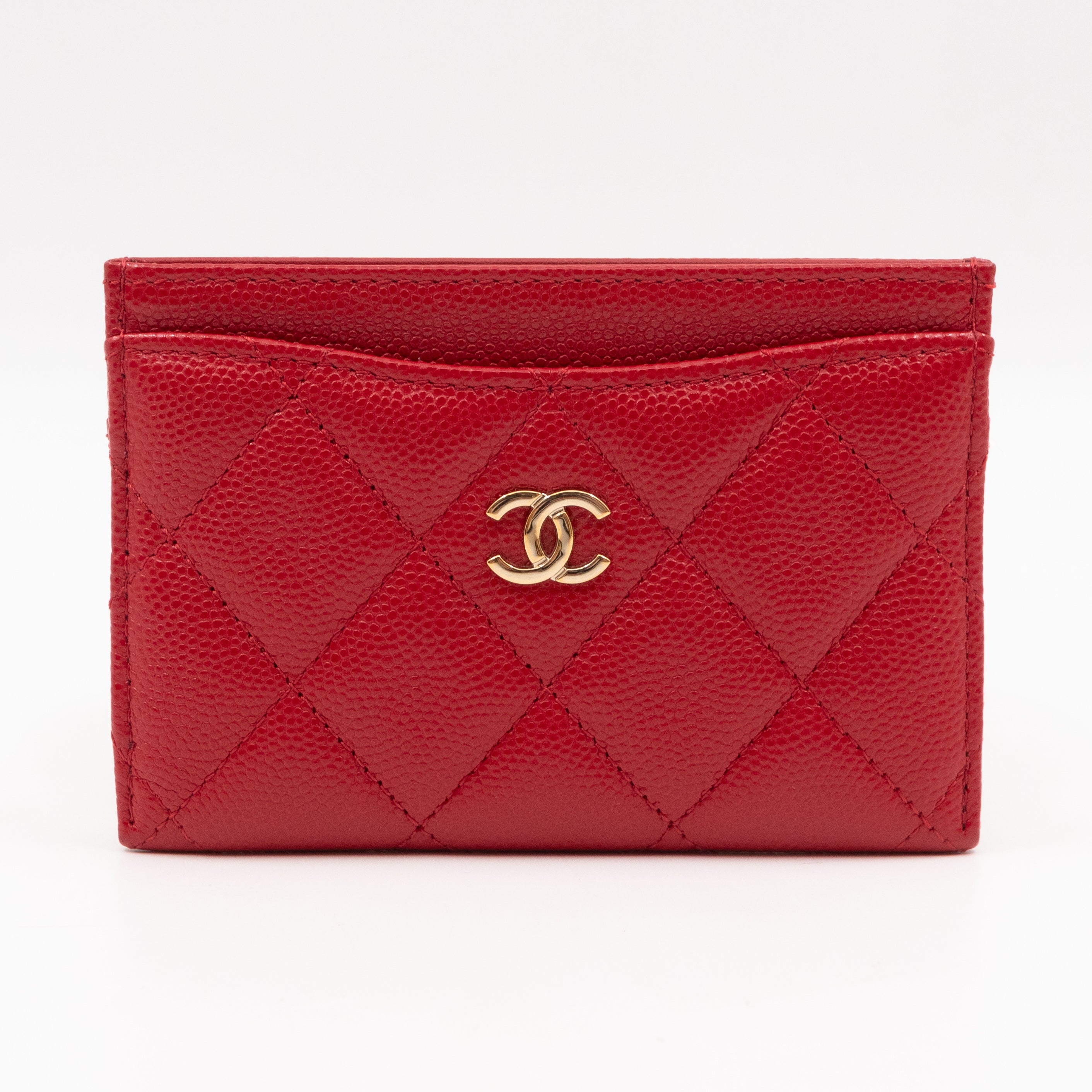 Classic Card Holder Red Caviar Leather