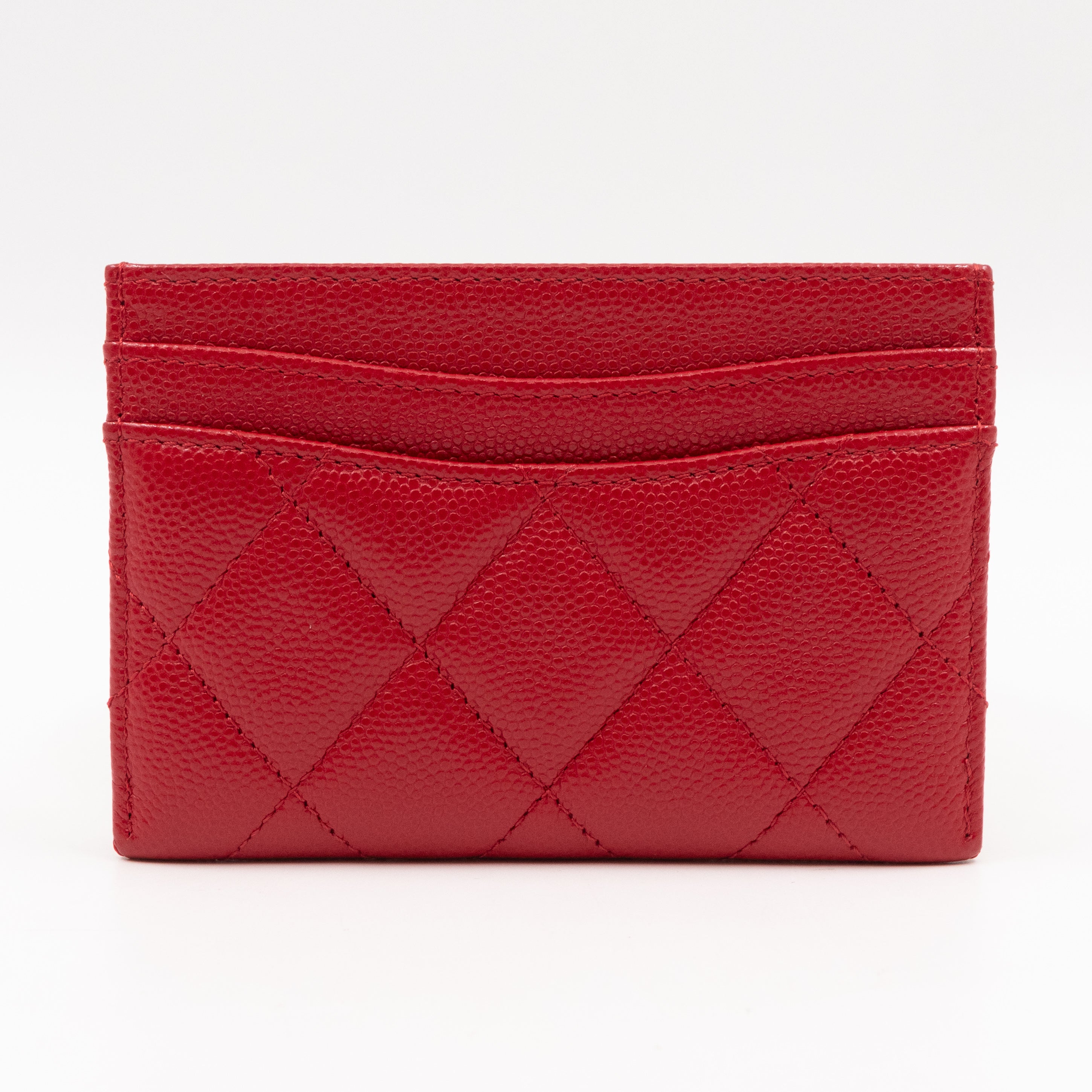 Classic Card Holder Red Caviar Leather