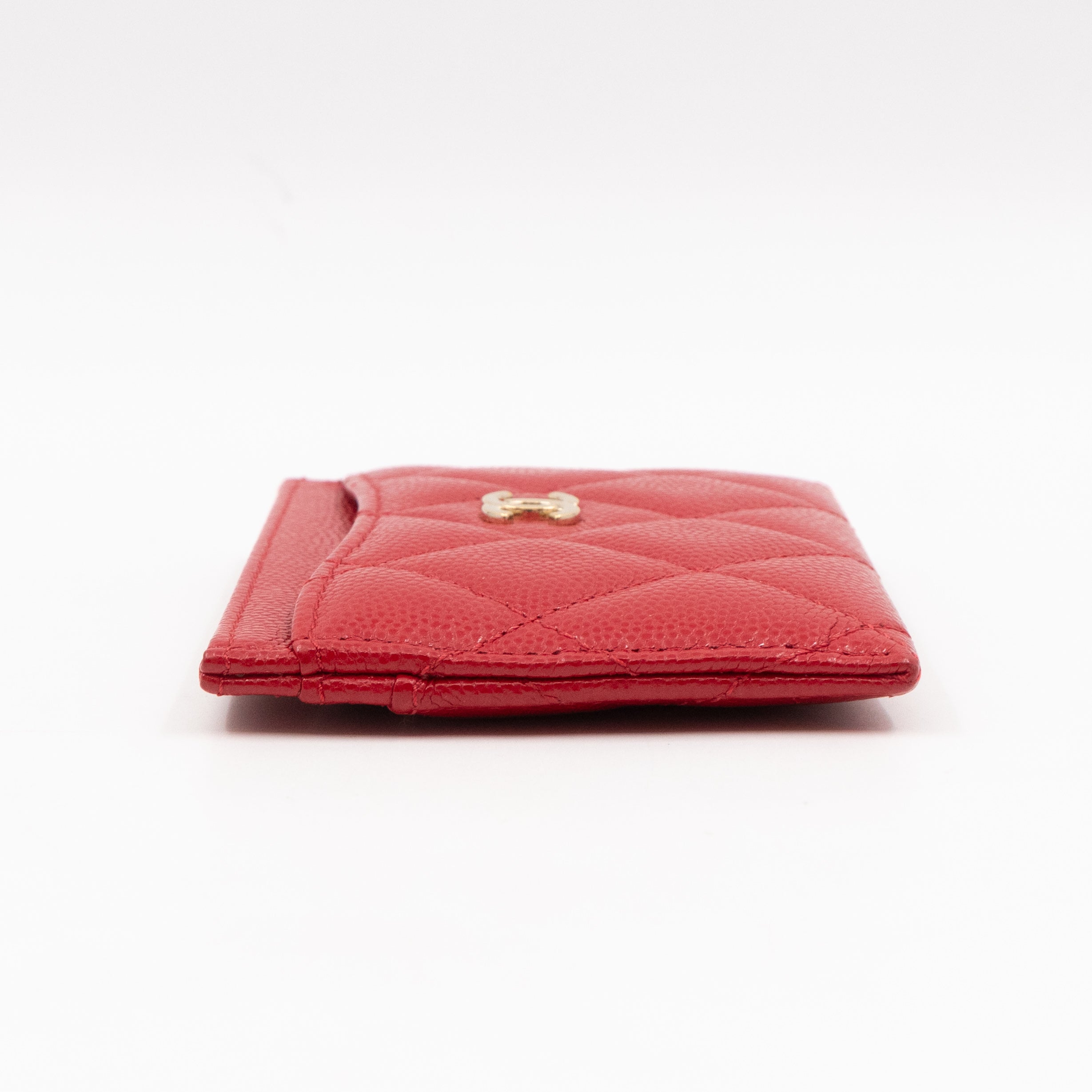 Classic Card Holder Red Caviar Leather