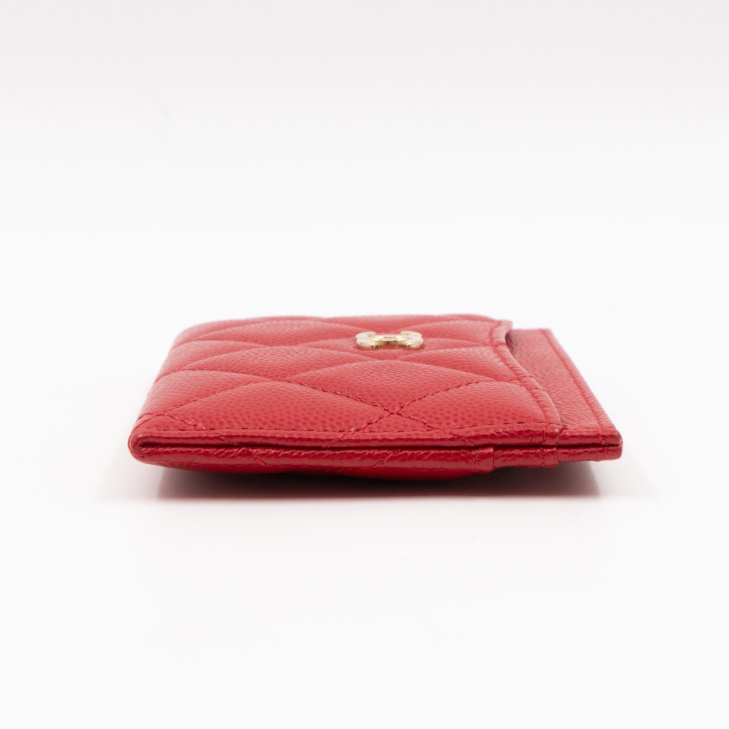 Classic Card Holder Red Caviar Leather