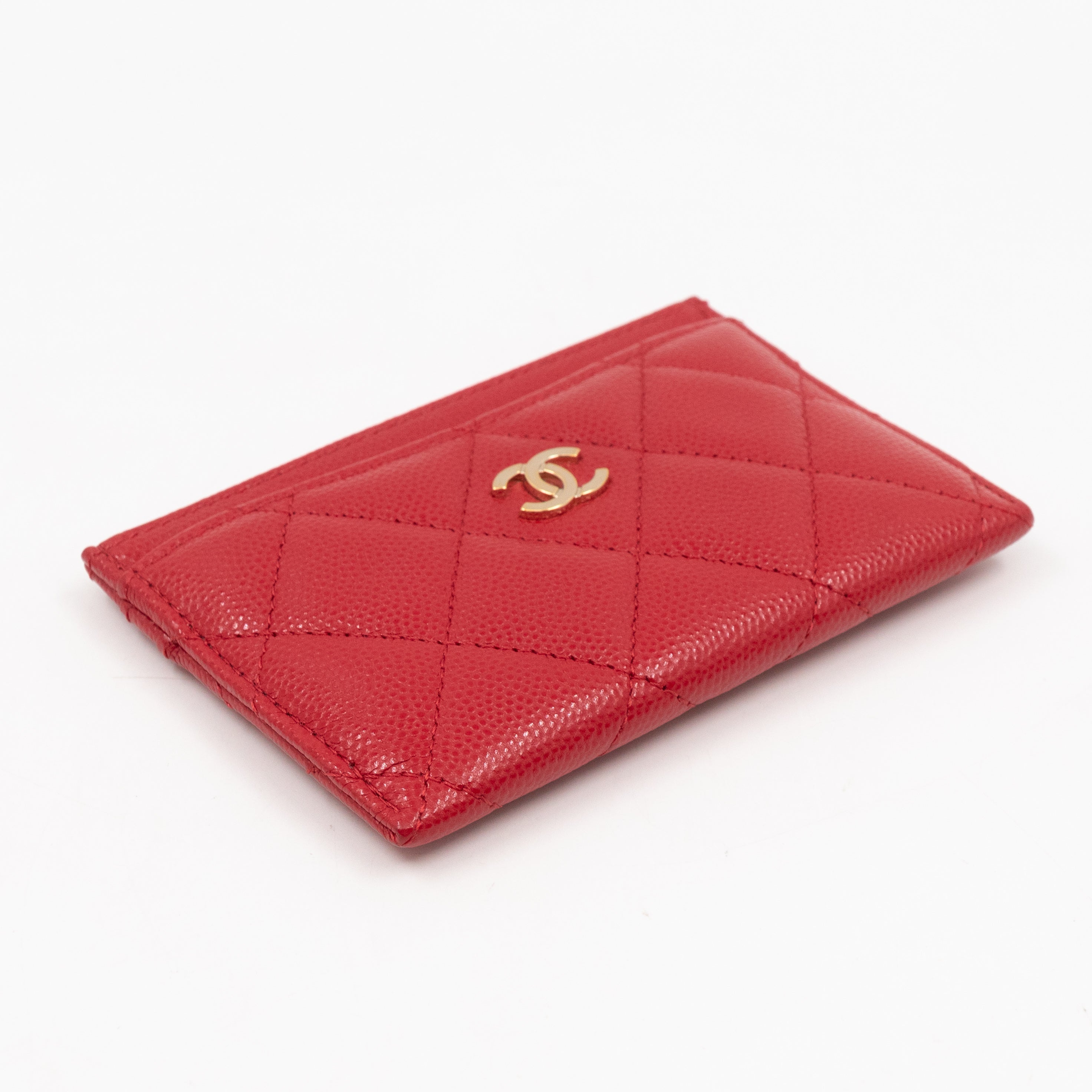 Classic Card Holder Red Caviar Leather