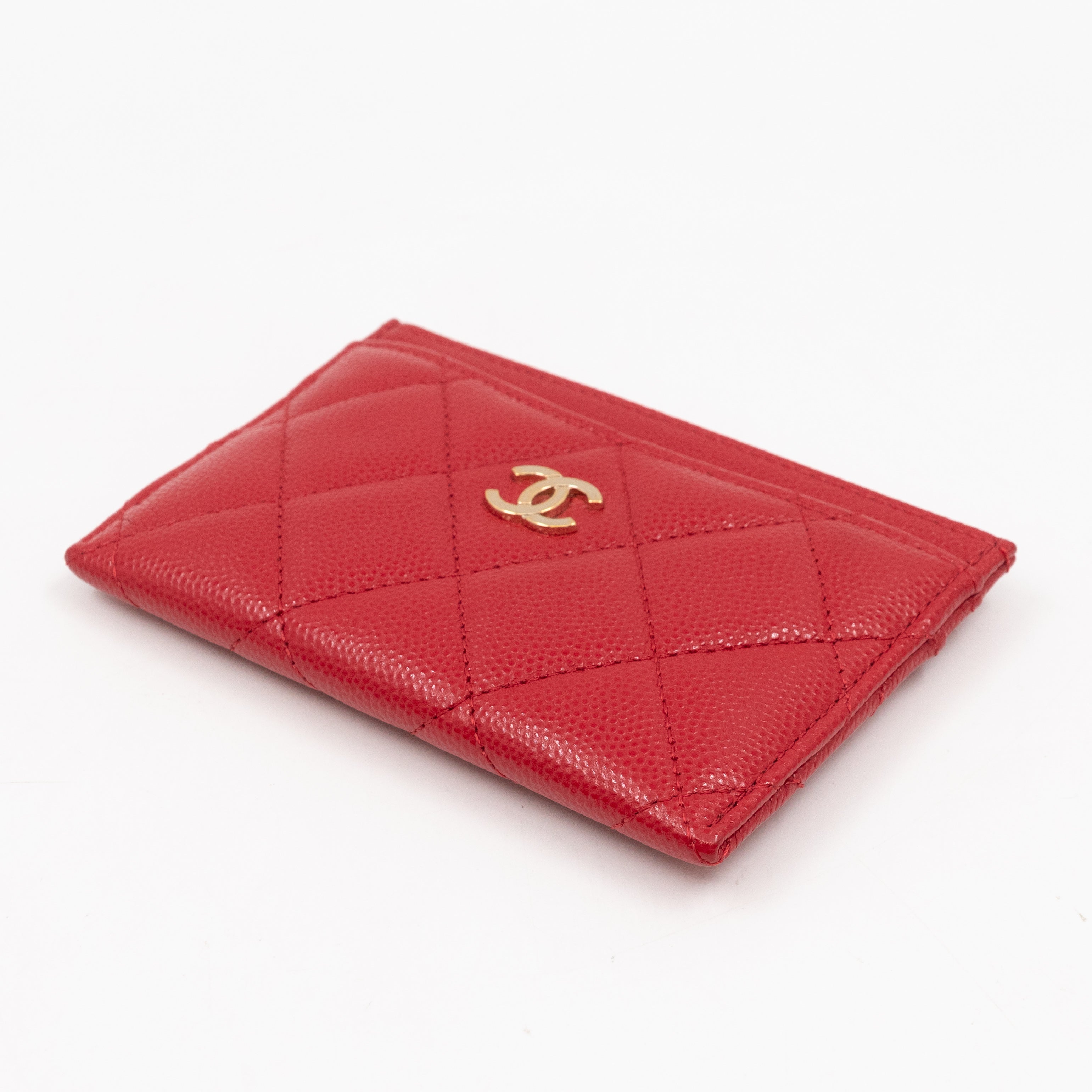 Classic Card Holder Red Caviar Leather