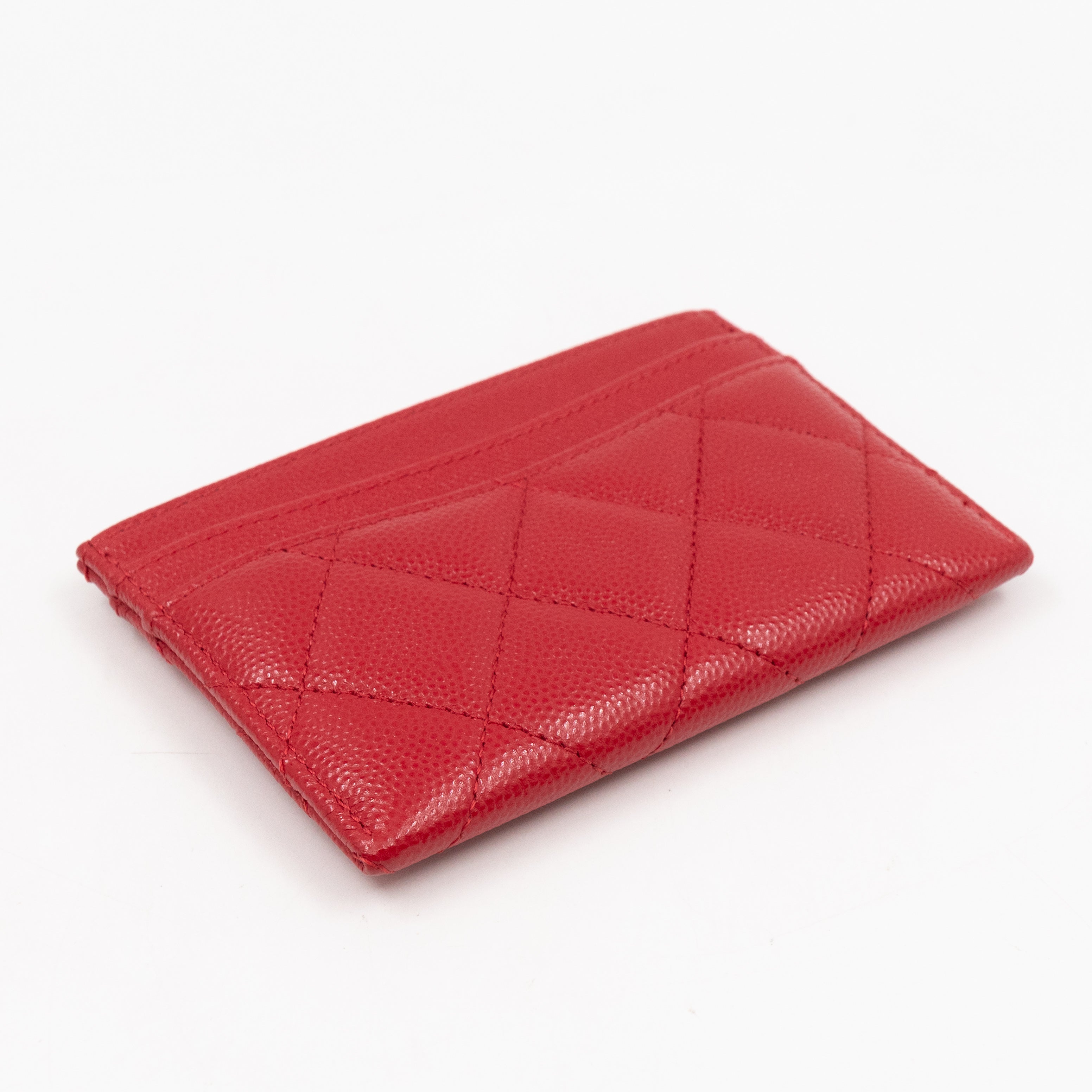Classic Card Holder Red Caviar Leather