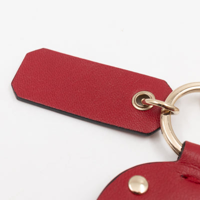 Heart Studs Charm Keychain Red Leather