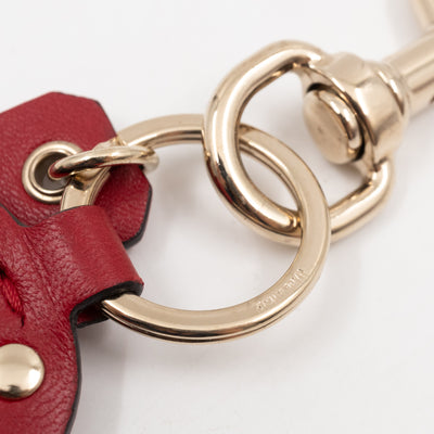 Heart Studs Charm Keychain Red Leather