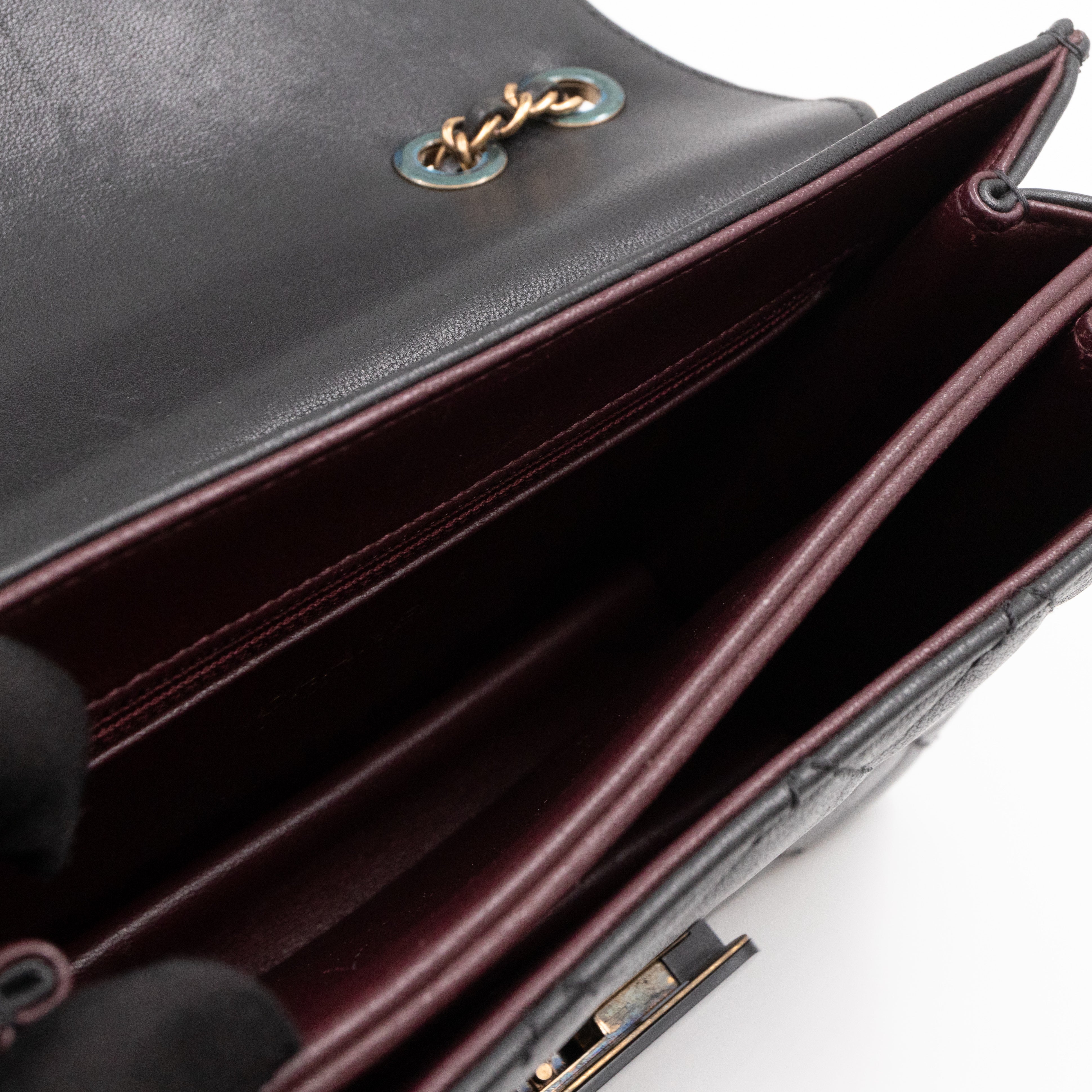CC Beauty Lock Flap Bag Black Leather