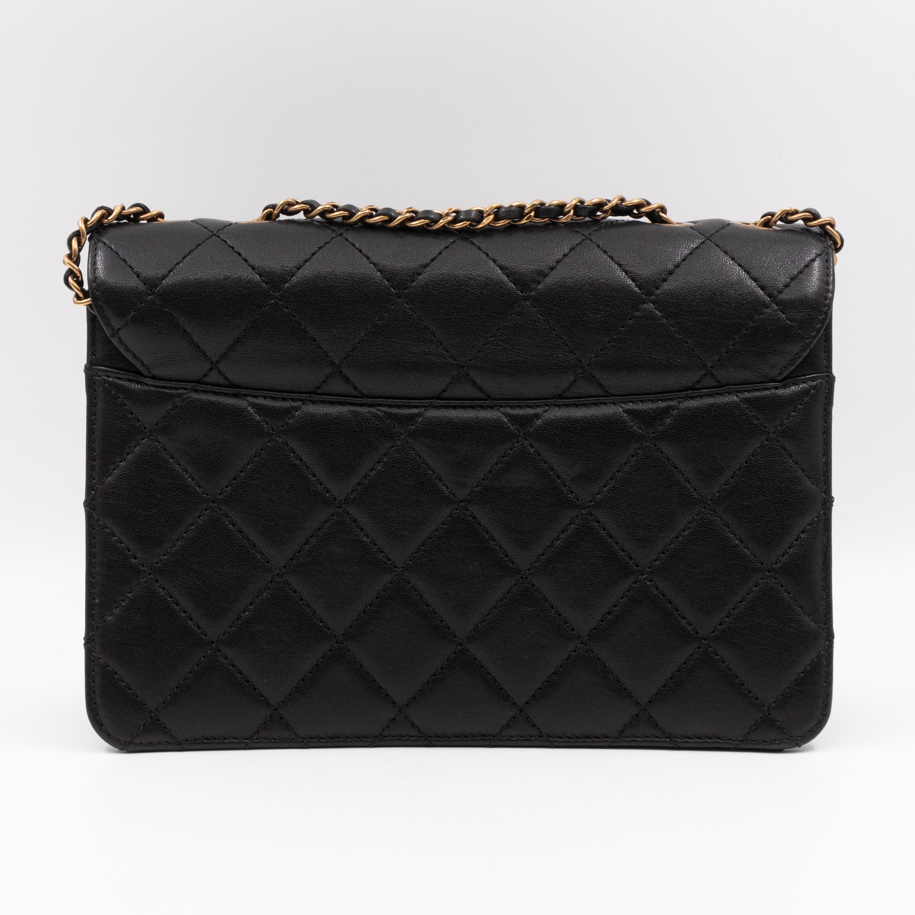 CC Beauty Lock Flap Bag Black Leather