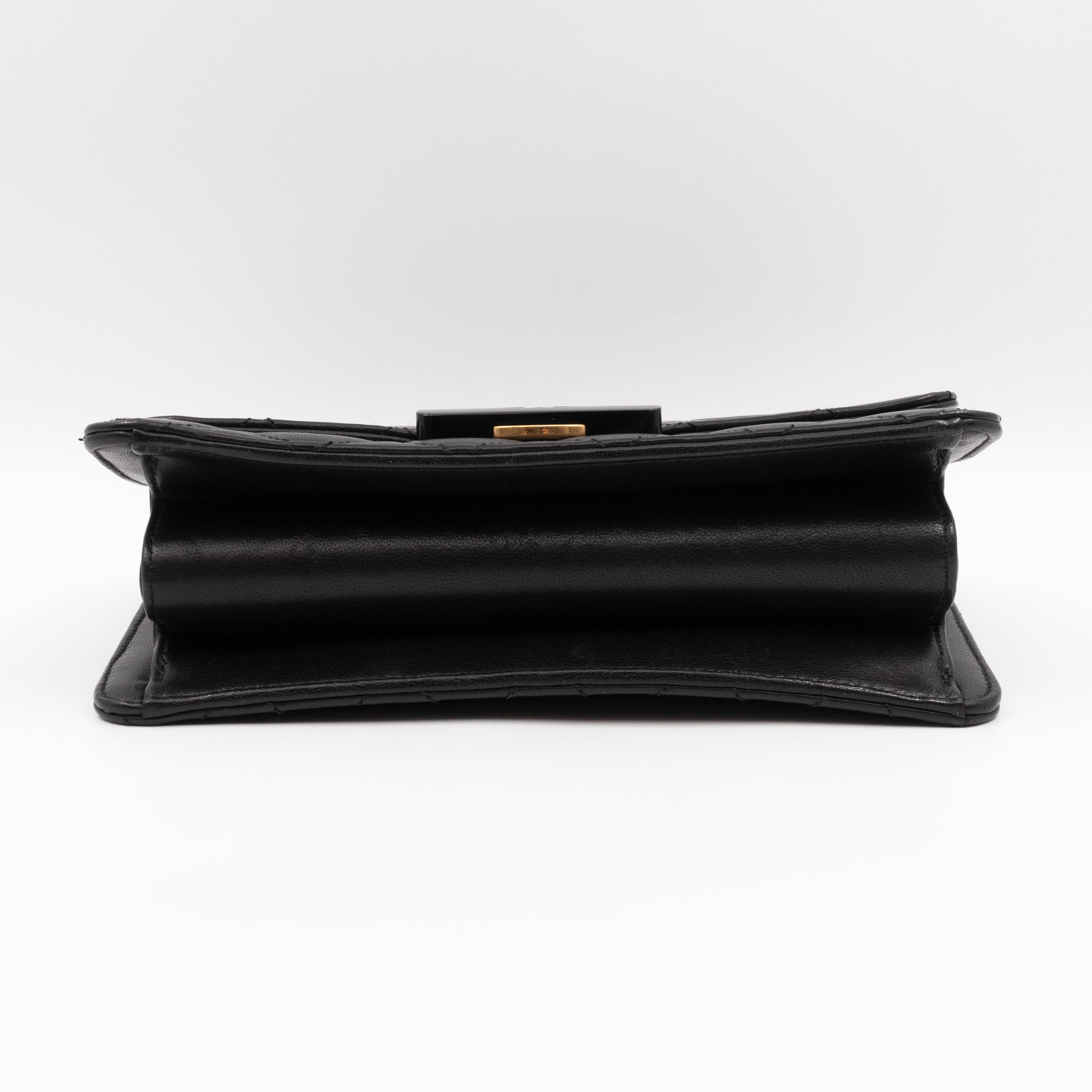 CC Beauty Lock Flap Bag Black Leather