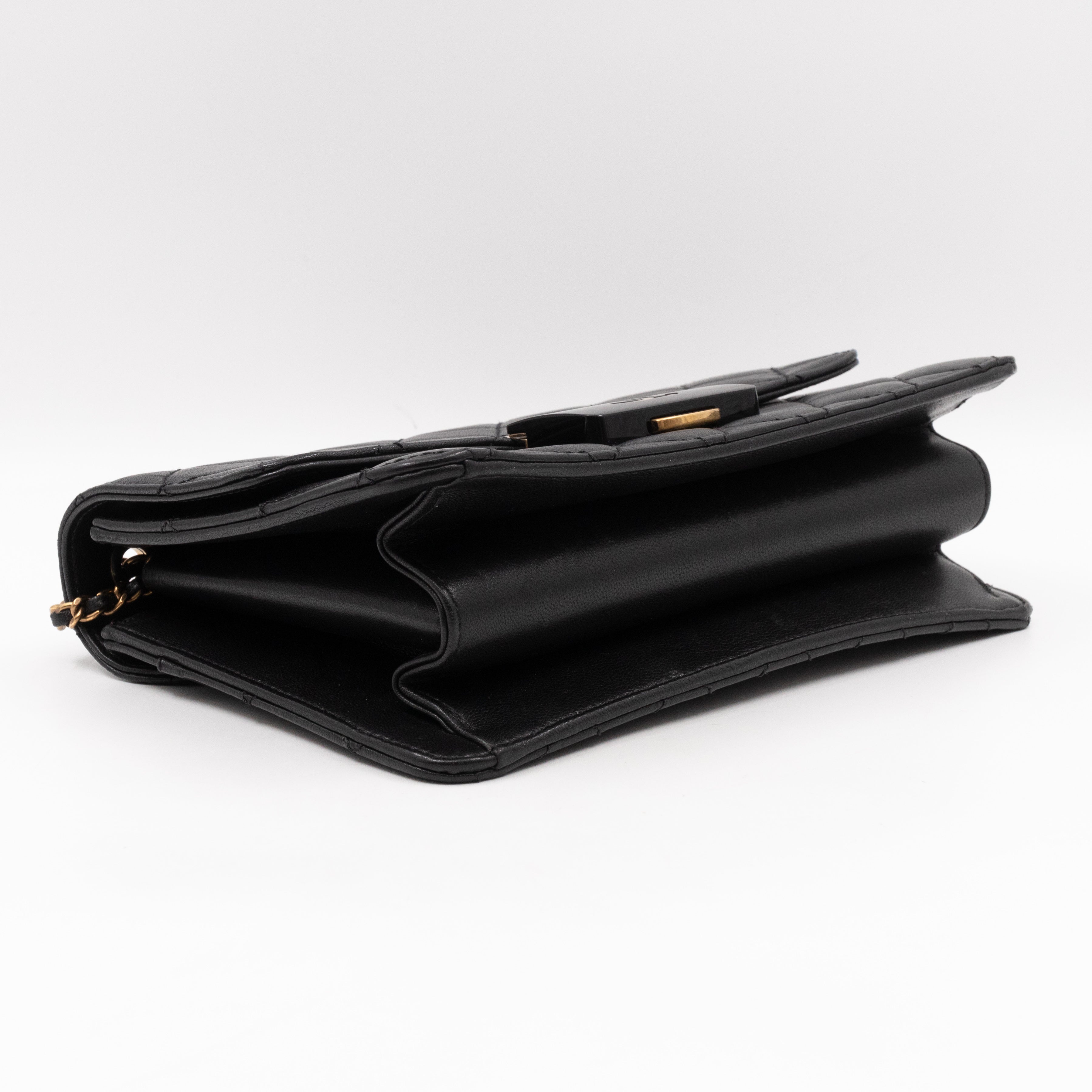 CC Beauty Lock Flap Bag Black Leather