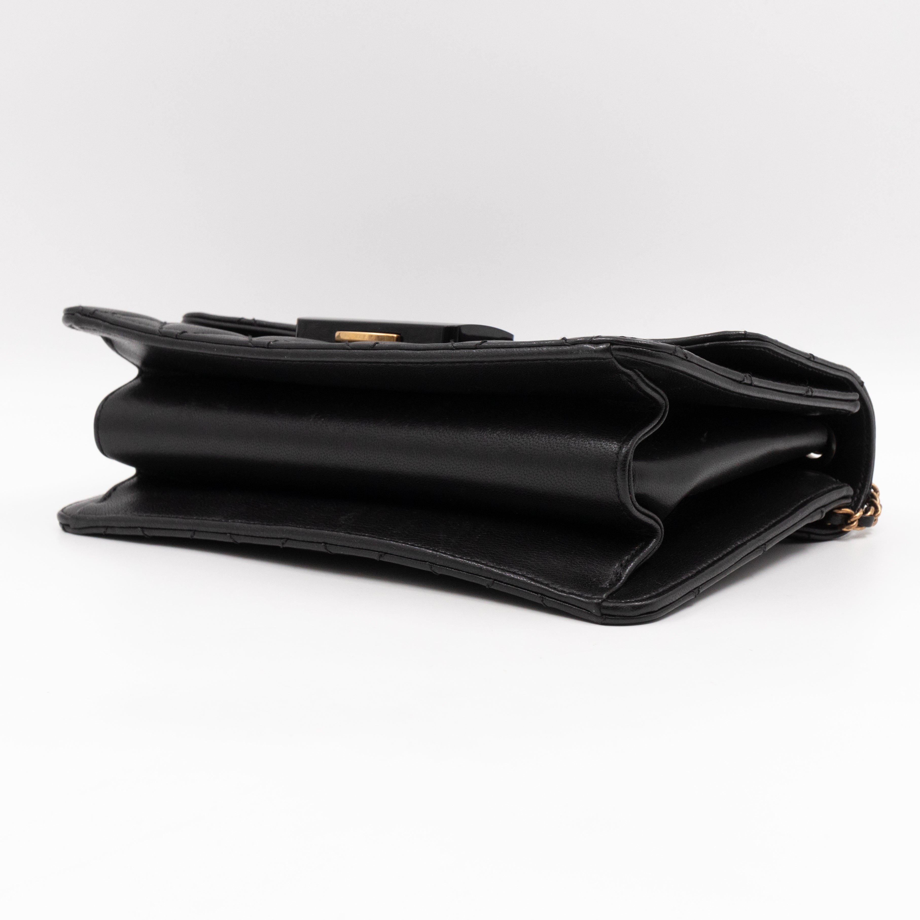 CC Beauty Lock Flap Bag Black Leather
