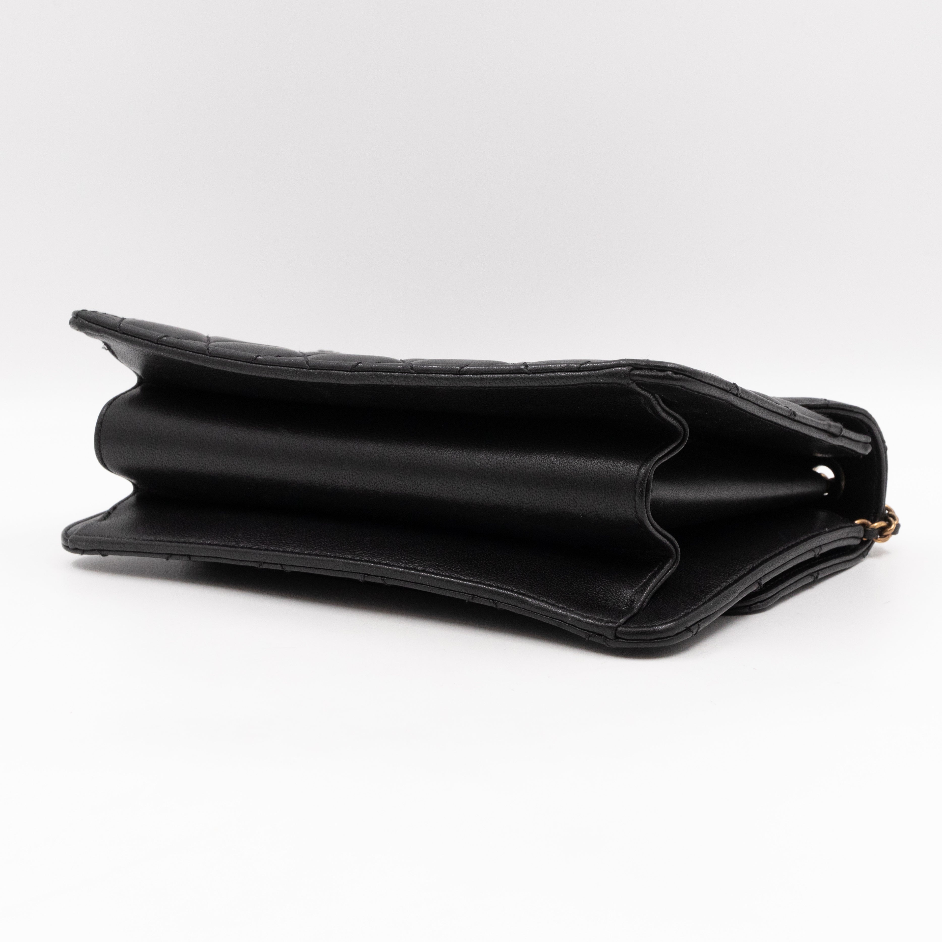 CC Beauty Lock Flap Bag Black Leather