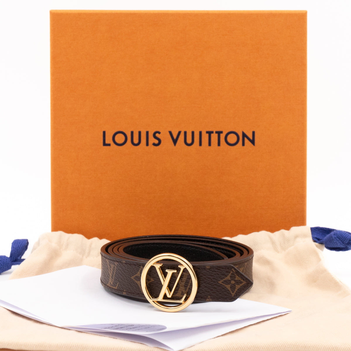 Louis Vuitton Brown Monogram Belt with Gold LV Circle Buckle luxury-women-louis-vuitton-  main image 4
