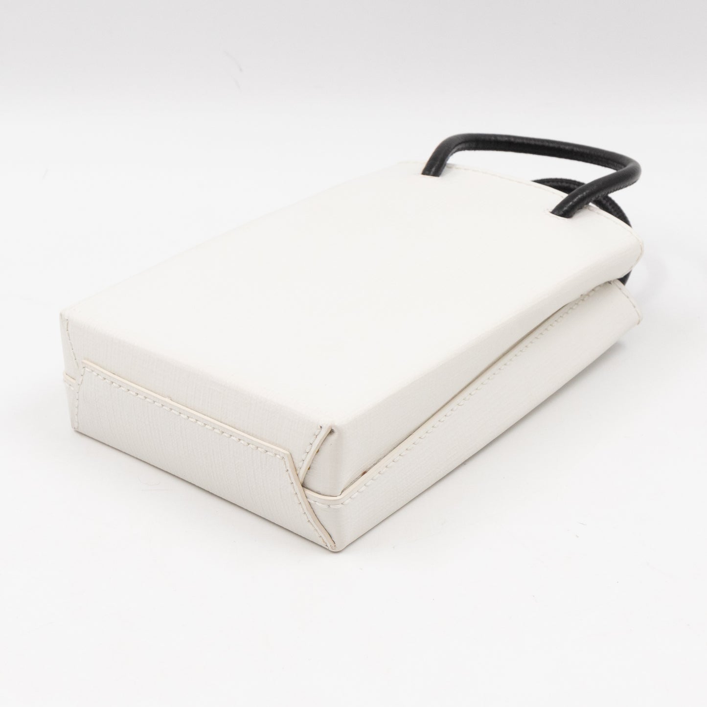 Logo Shopping Phone Holder S Bag White Leather