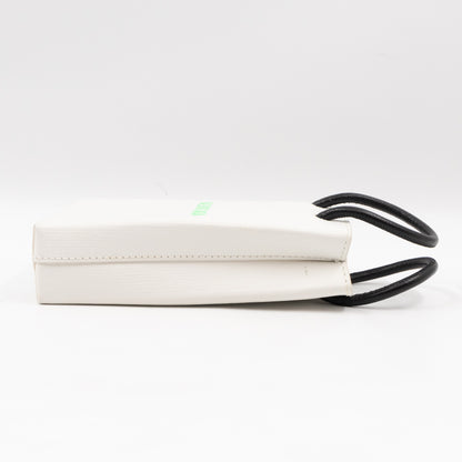 Logo Shopping Phone Holder S Bag White Leather