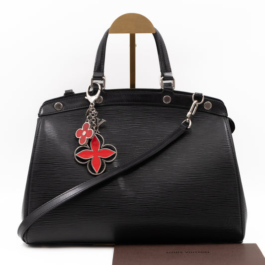 Brea MM Black Epi Leather with Rouge Silver Charm