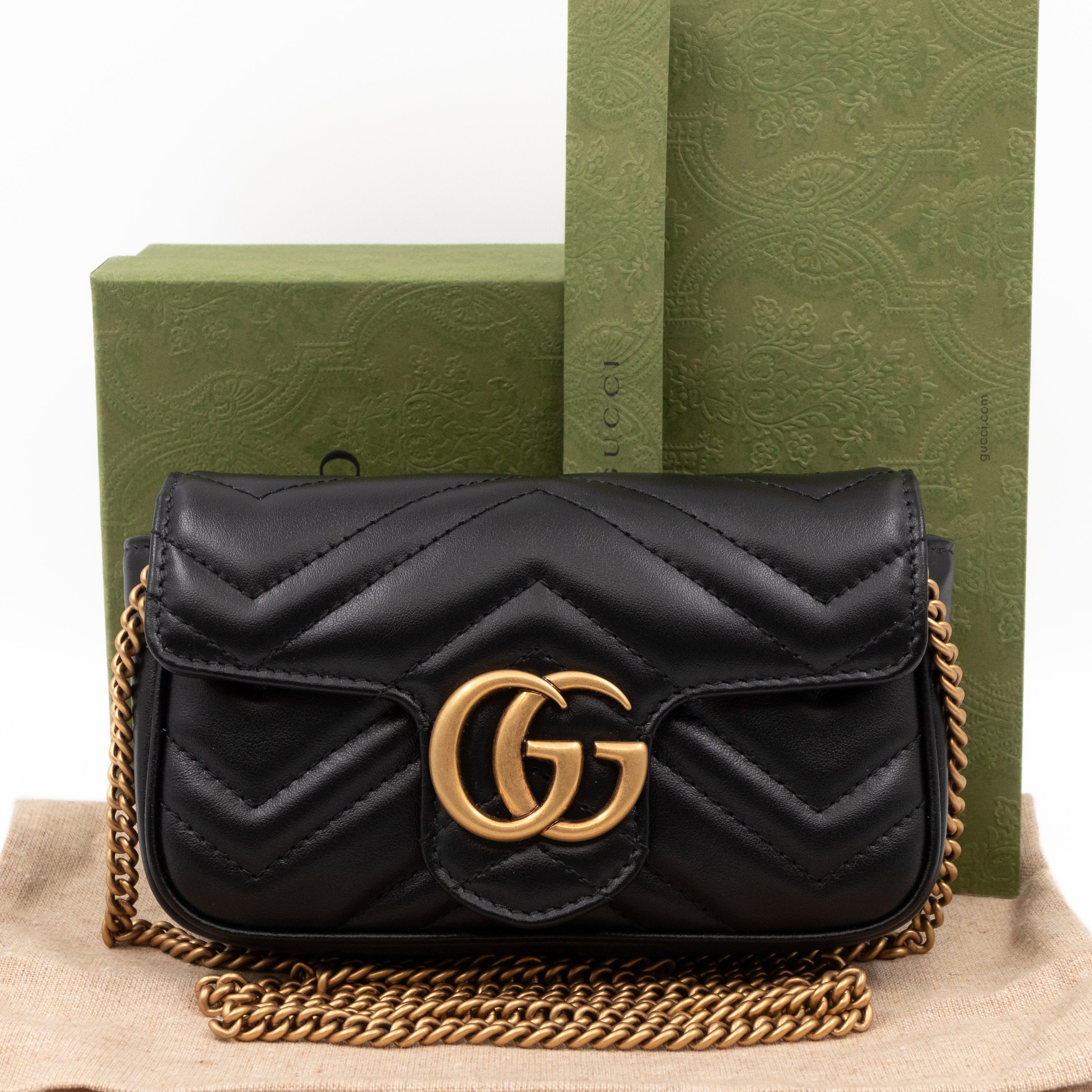 Gucci GG Marmont Matelassé Super Mini Black Leather – Queen Station