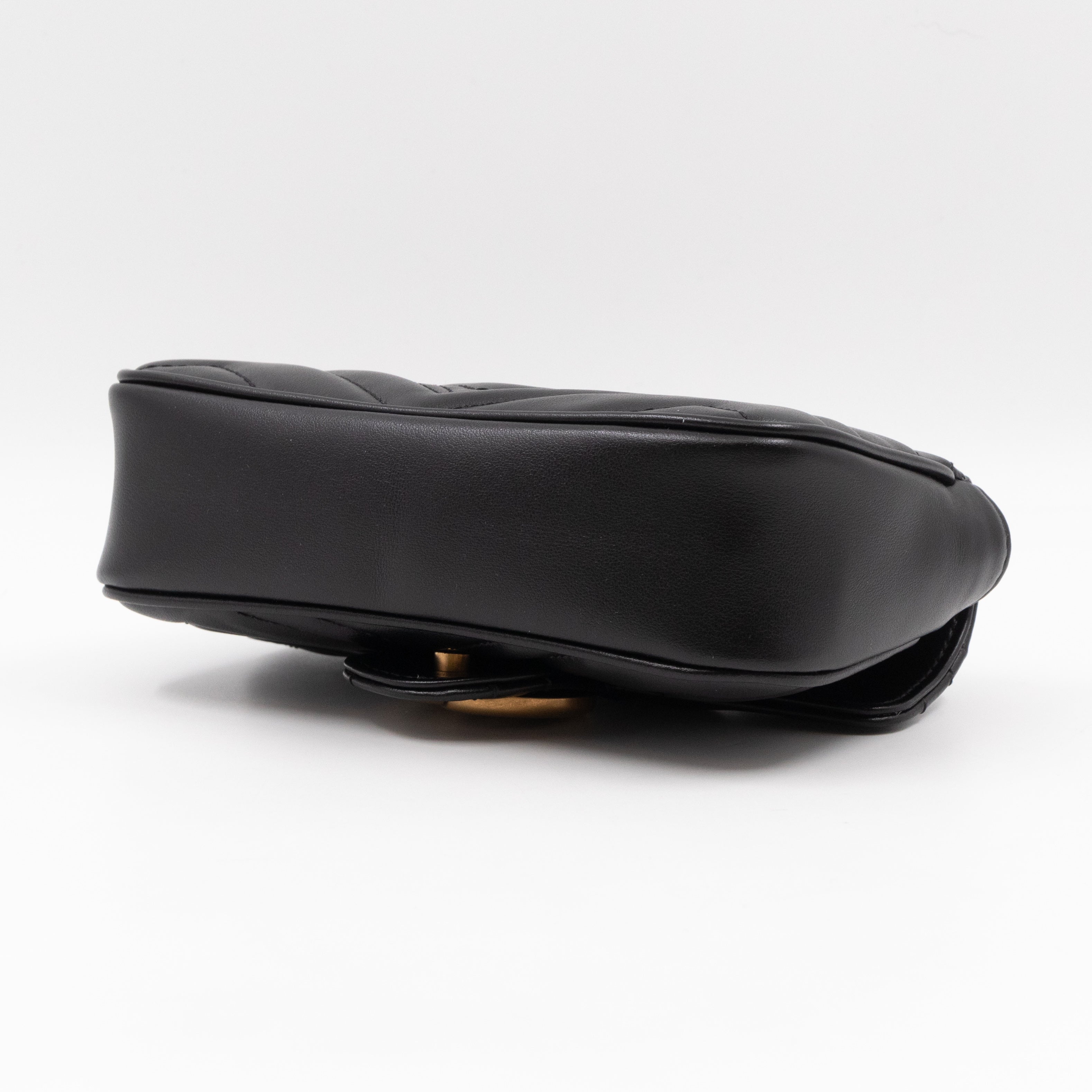 GG Marmont Flap Matelassé Super Mini Black Leather
