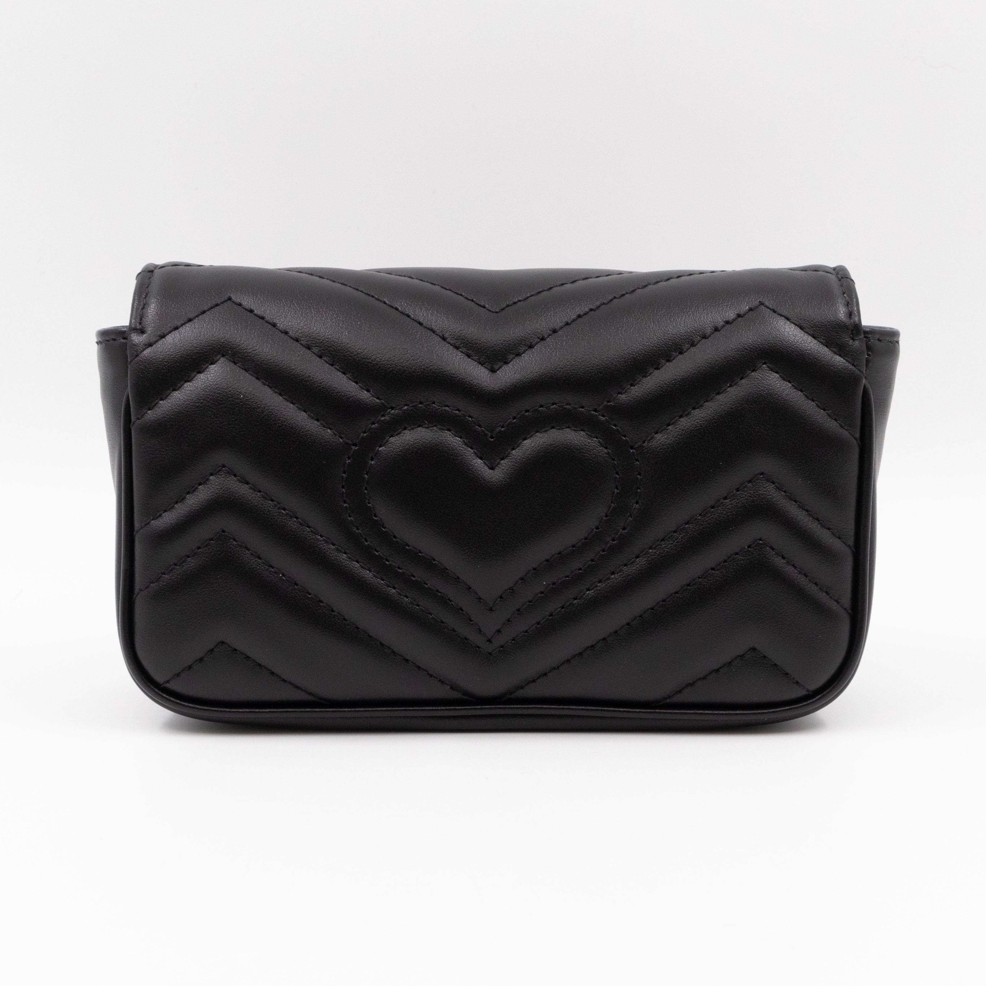 GG Marmont Flap Matelassé Super Mini Black Leather