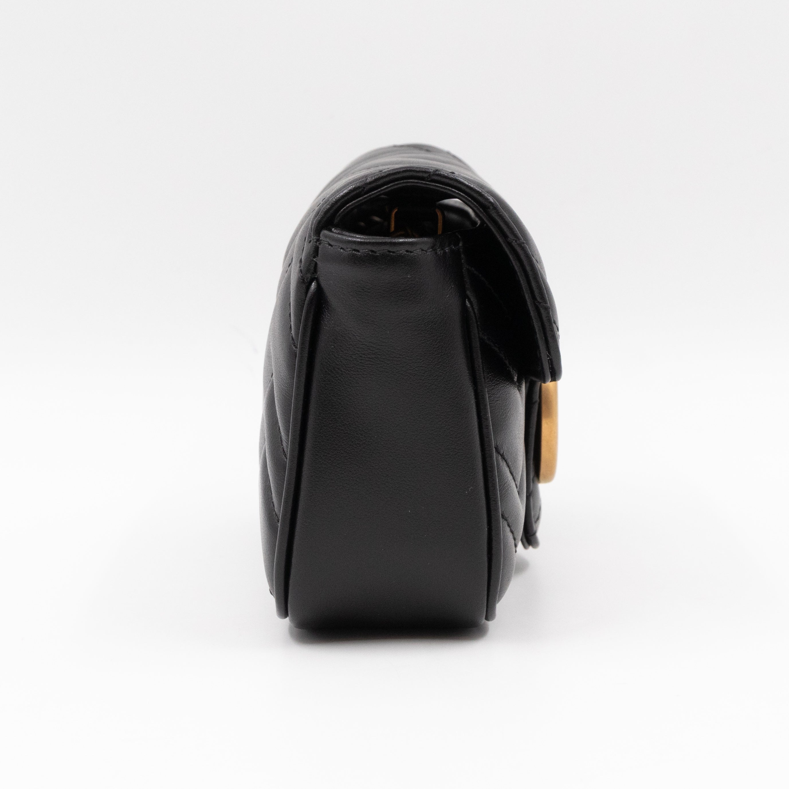 GG Marmont Flap Matelassé Super Mini Black Leather