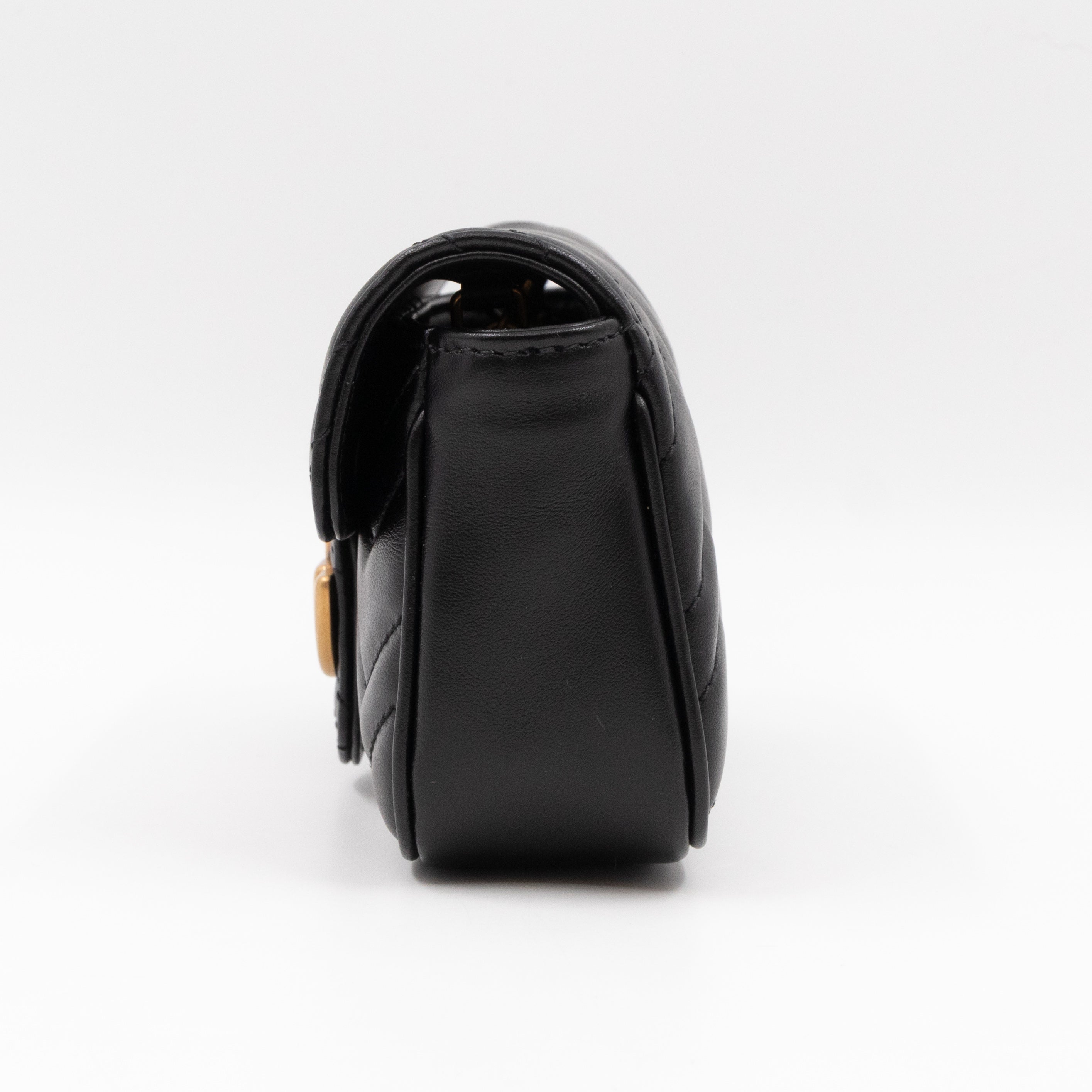 GG Marmont Flap Matelassé Super Mini Black Leather