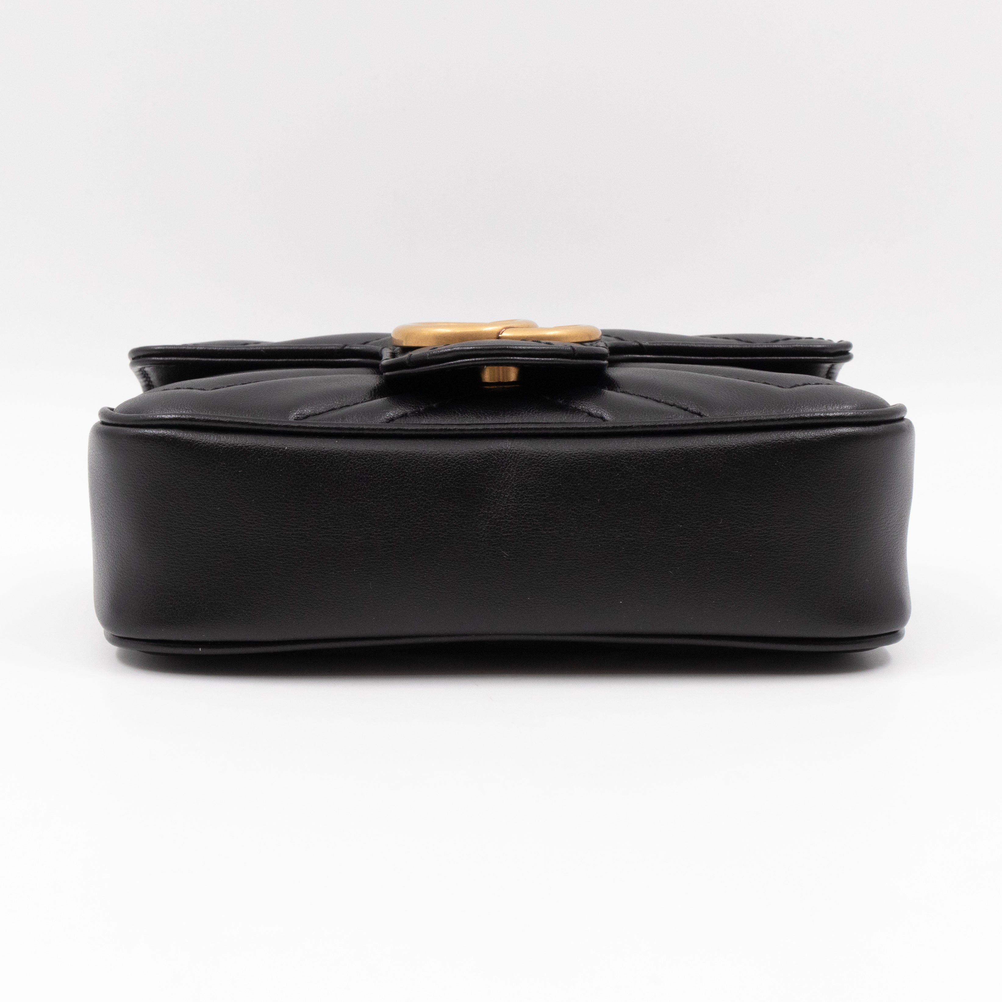 GG Marmont Flap Matelassé Super Mini Black Leather