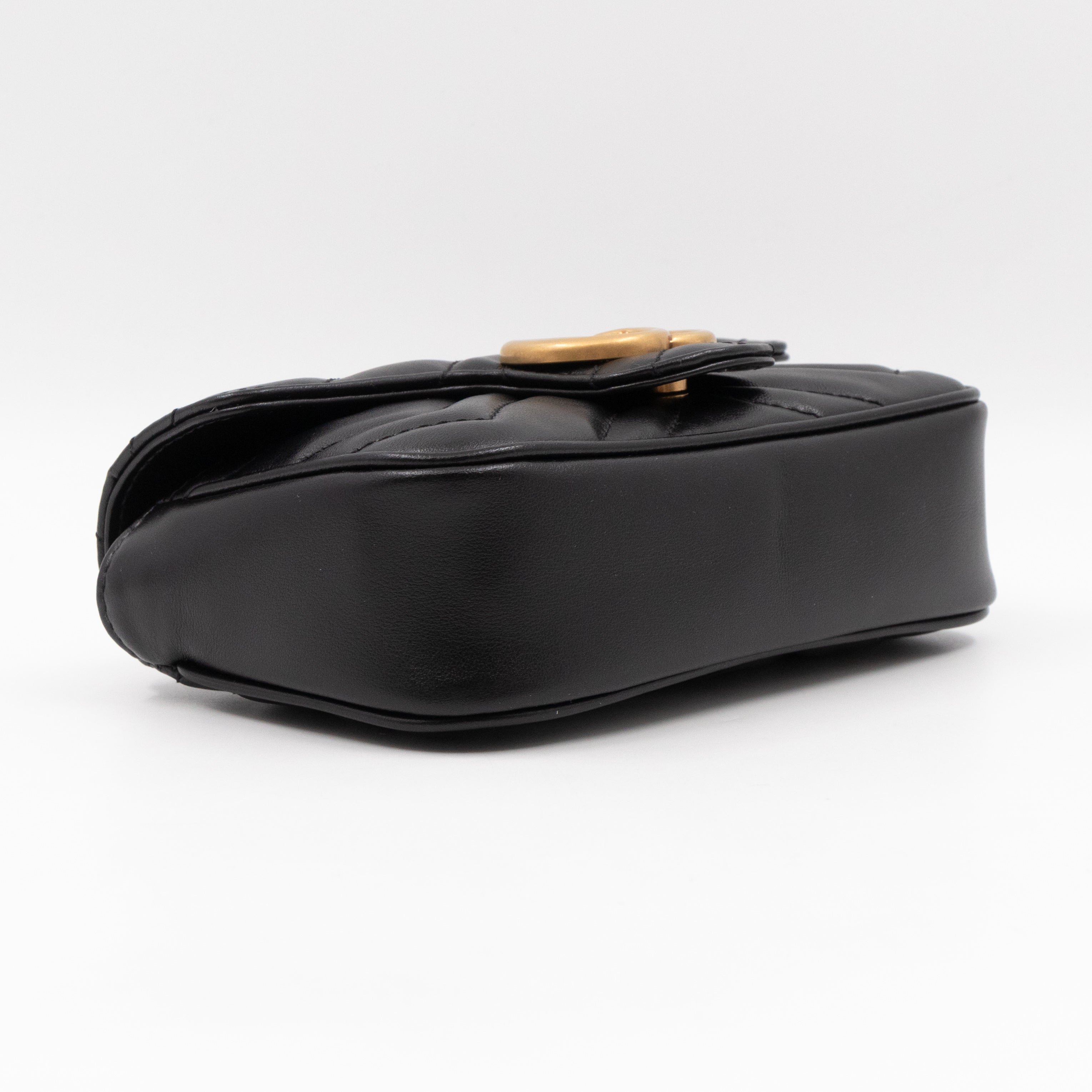 GG Marmont Flap Matelassé Super Mini Black Leather