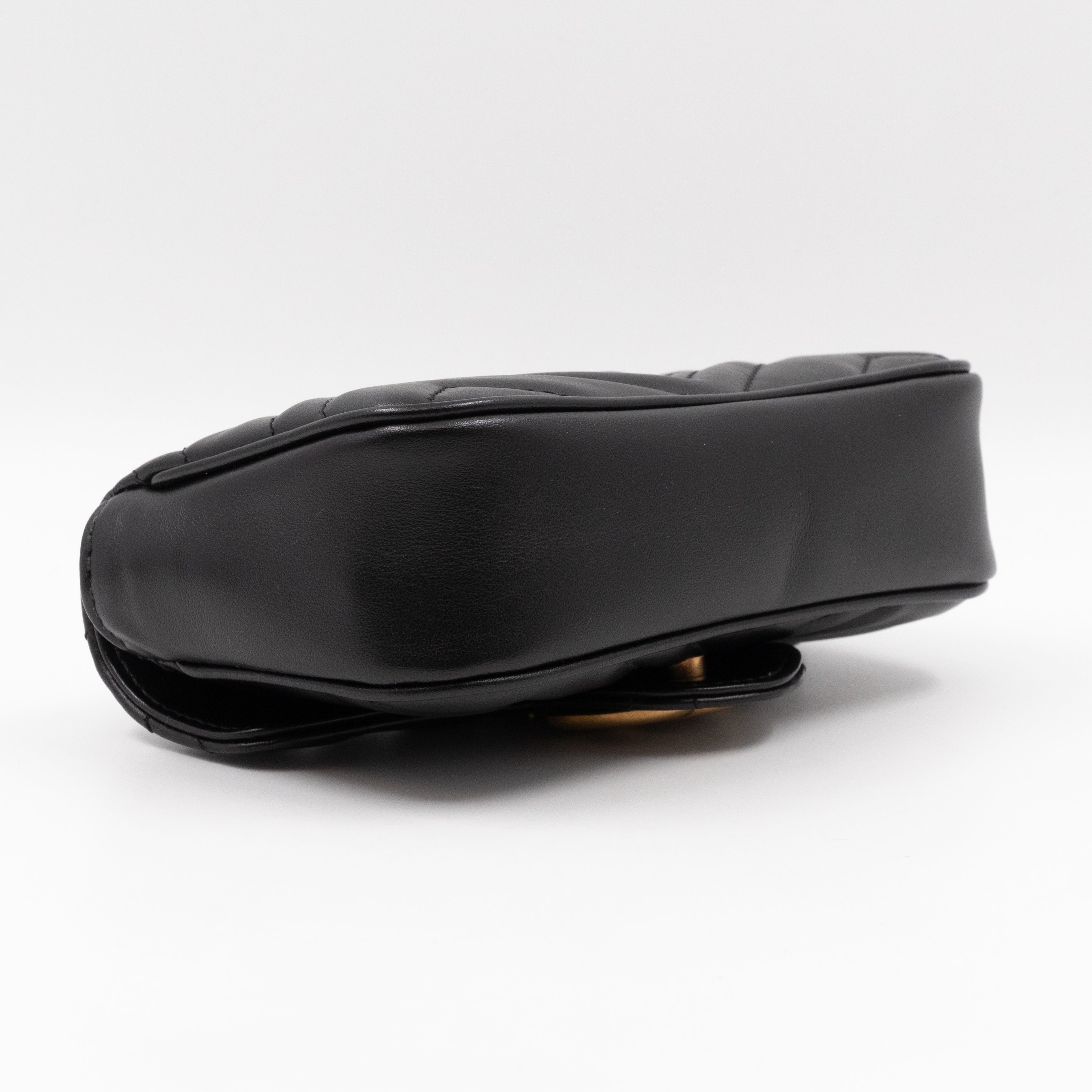 GG Marmont Flap Matelassé Super Mini Black Leather