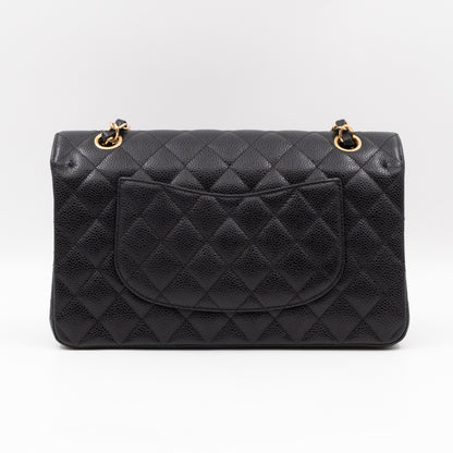 Classic Double Flap Medium Black Caviar Leather Gold