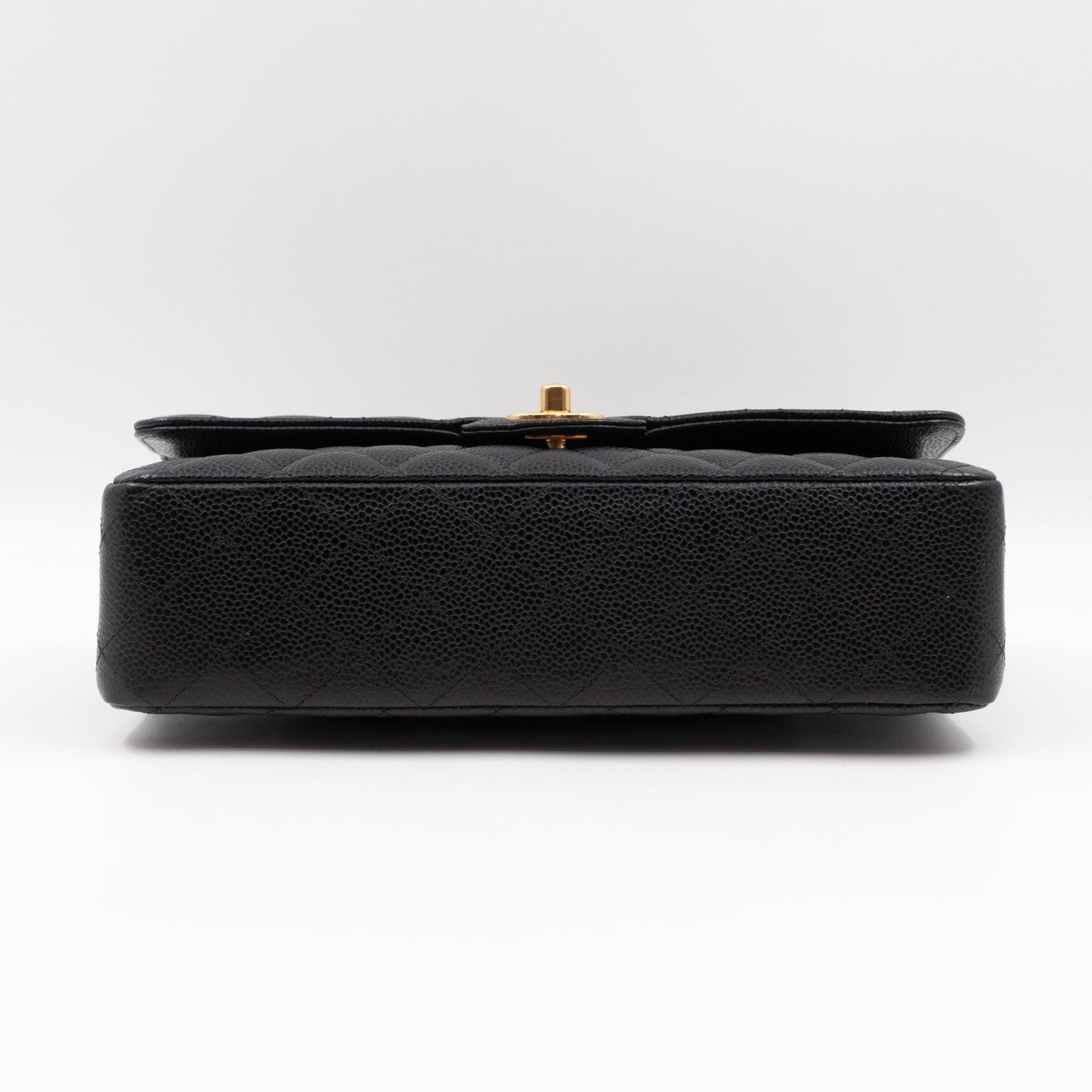 Classic Double Flap Medium Black Caviar Leather Gold