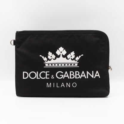 Street Style Logo Black Nylon Pouch