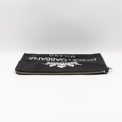 Street Style Logo Black Nylon Pouch