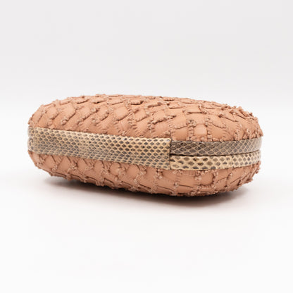 Knot Clutch Beige Intrecciato Leather Python Edge