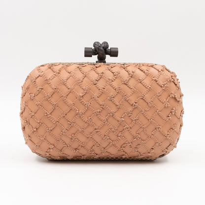 Knot Clutch Beige Intrecciato Leather Python Edge