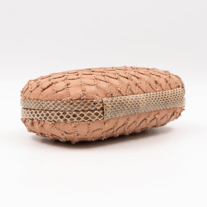 Knot Clutch Beige Intrecciato Leather Python Edge