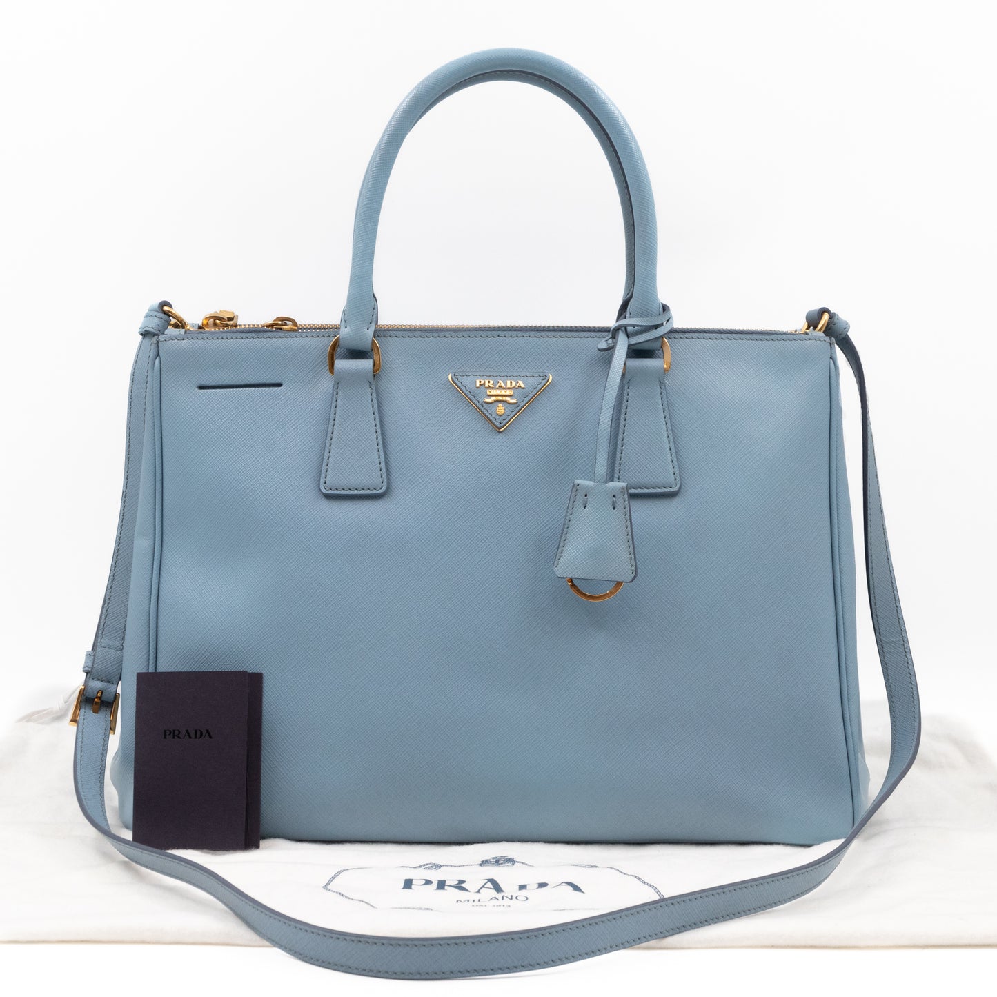 Galleria Large Double Zip Astral Blue Saffiano Leather