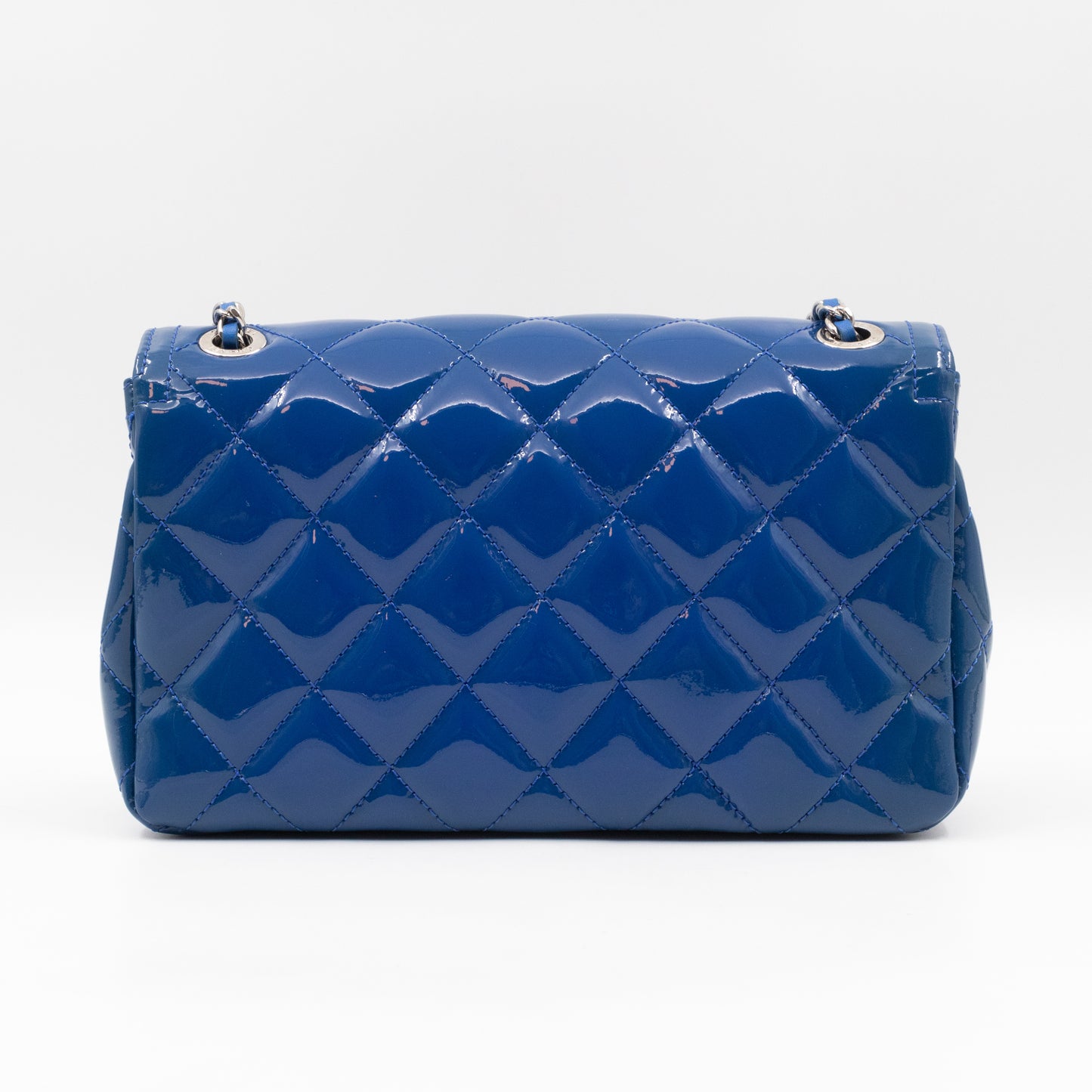 Coco Shine Small Flap Bag Blue Patent