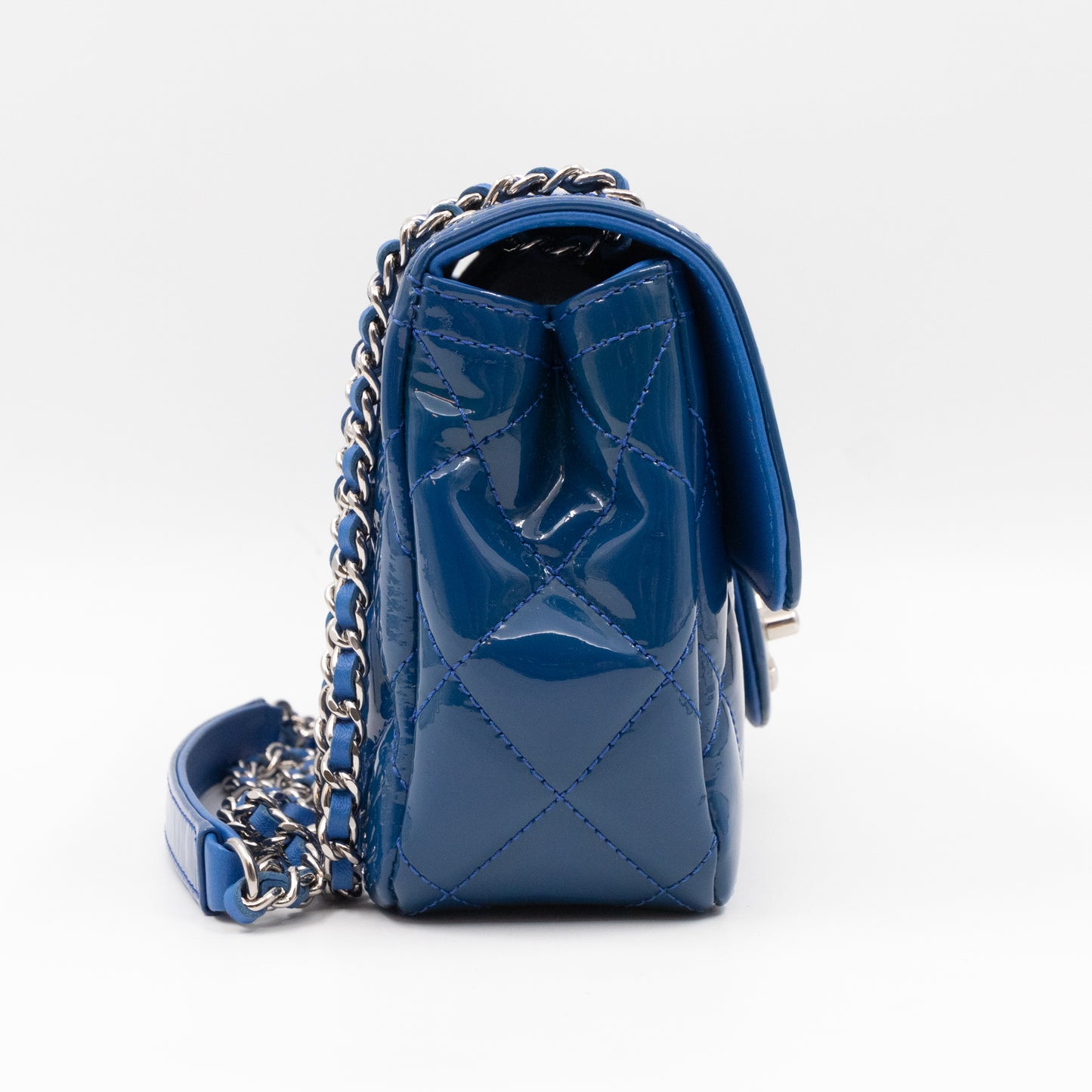 Coco Shine Small Flap Bag Blue Patent