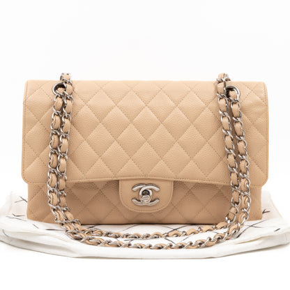 Classic Double Flap Medium Beige Leather