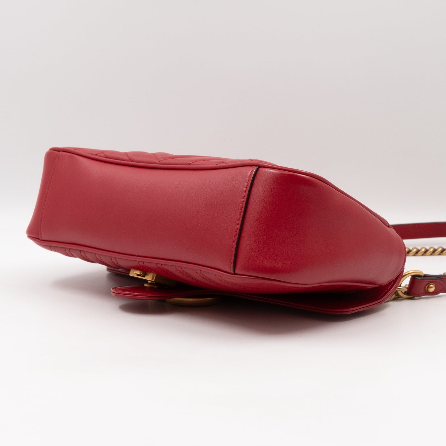 GG Marmont Small Flap Bag Red Matelasse Leather