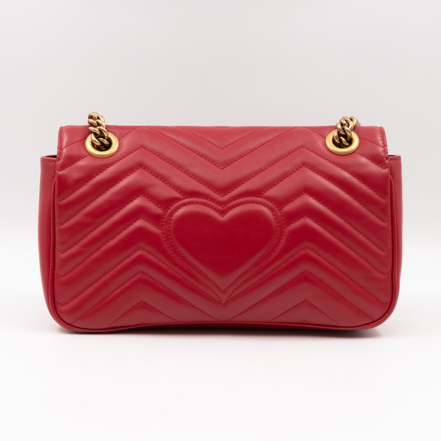 GG Marmont Small Flap Bag Red Matelasse Leather