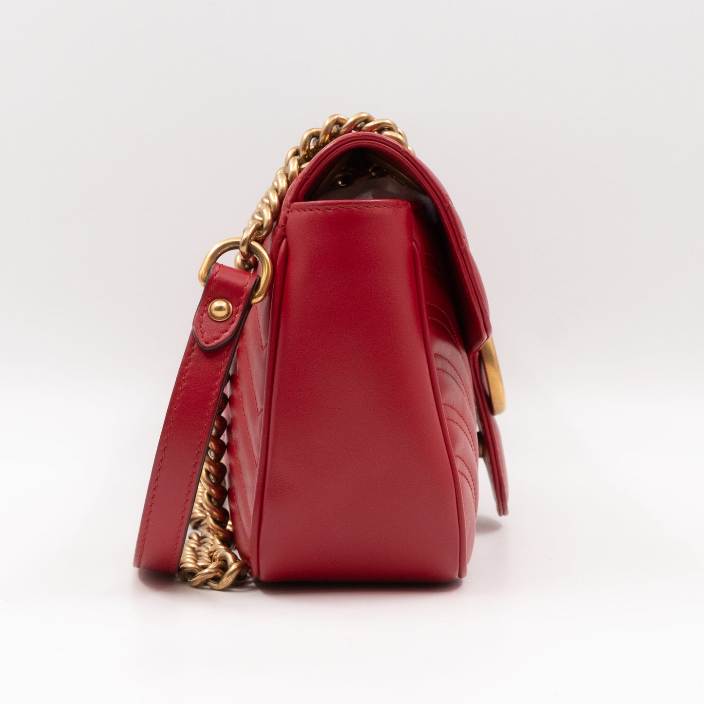 GG Marmont Small Flap Bag Red Matelasse Leather