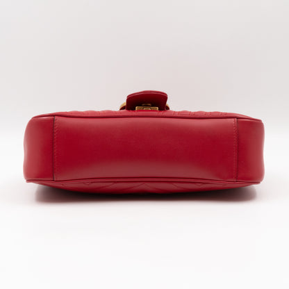 GG Marmont Small Flap Bag Red Matelasse Leather