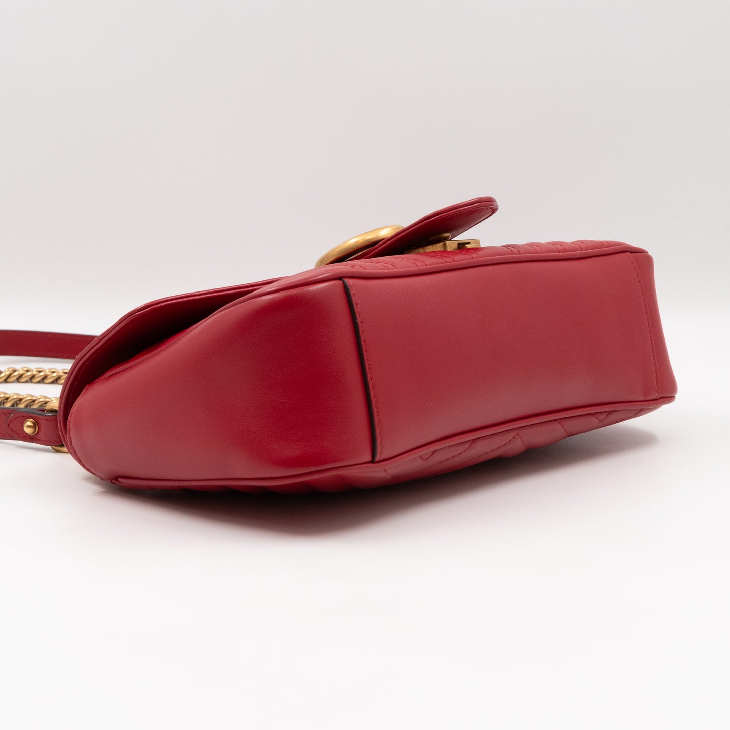 GG Marmont Small Flap Bag Red Matelasse Leather