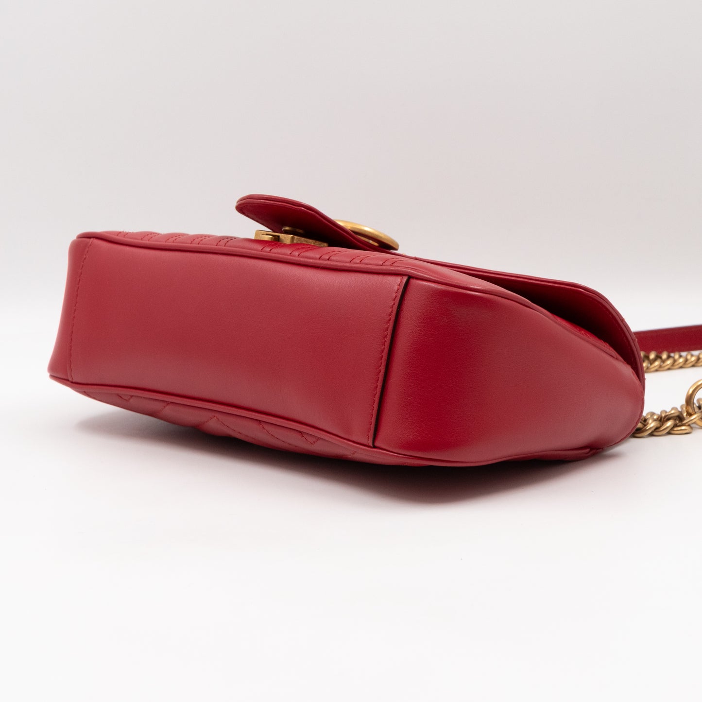 GG Marmont Small Flap Bag Red Matelasse Leather