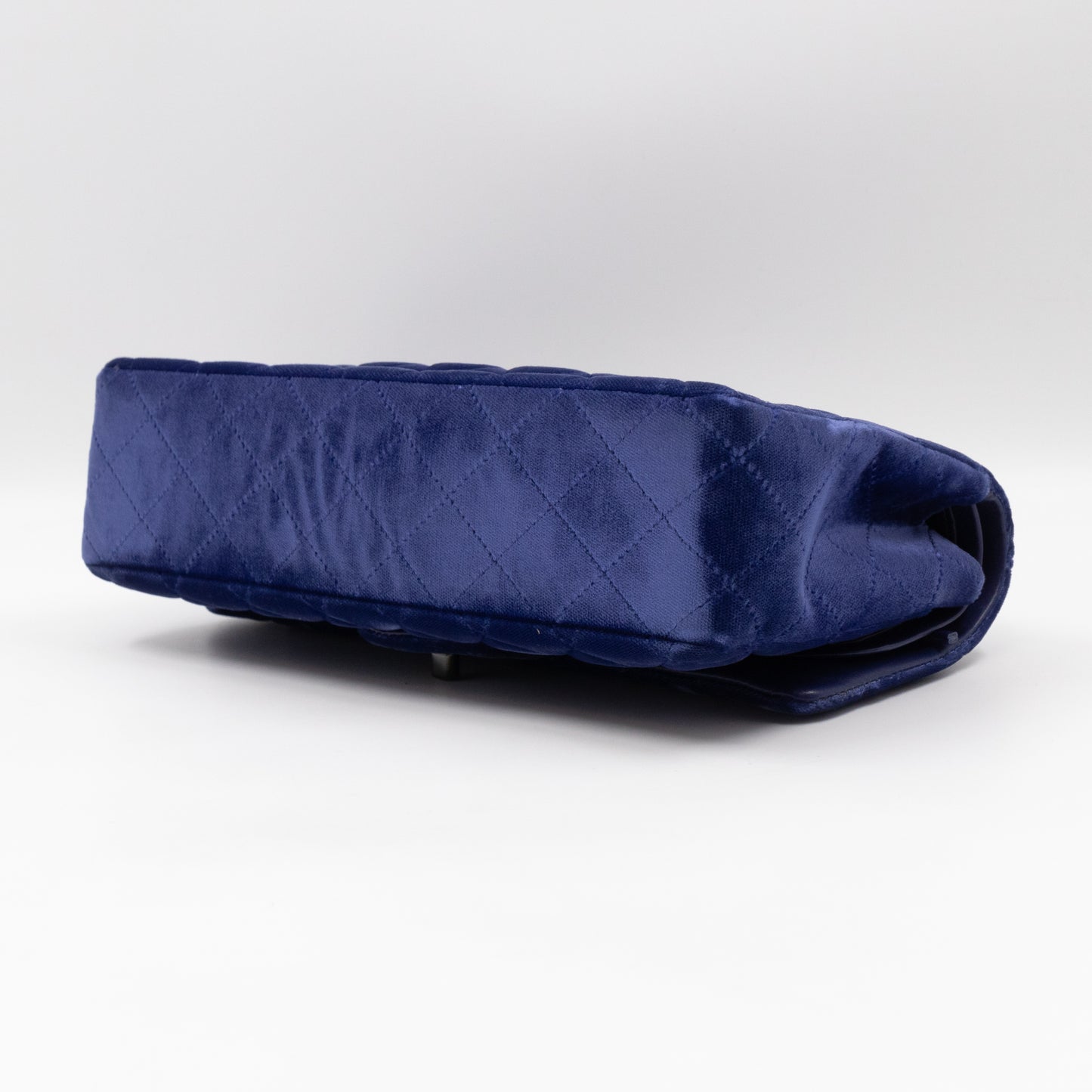 Classic Double Flap Small Navy Blue Velvet Gun Metal