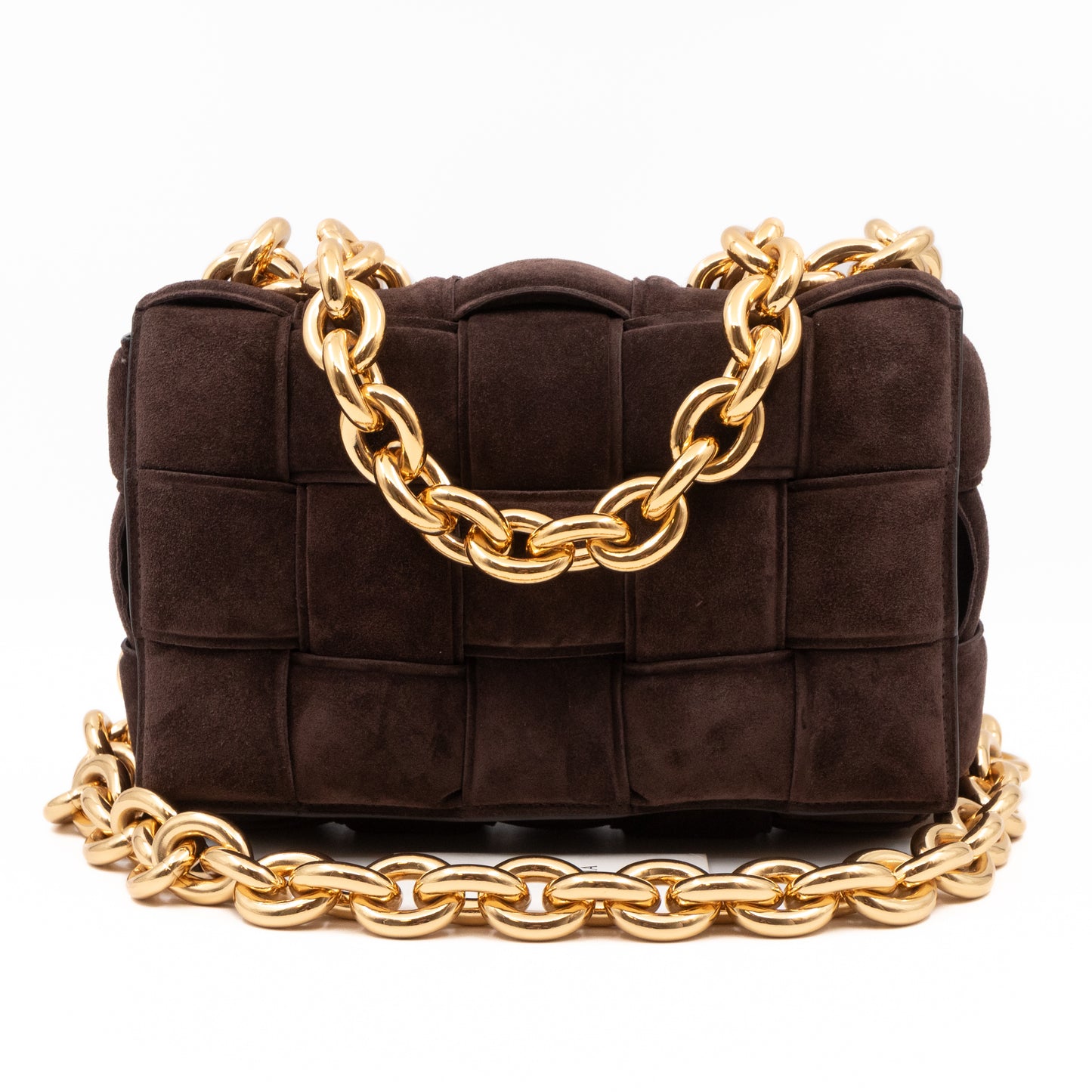 Chain Cassette Bag Brown Suede & Gold