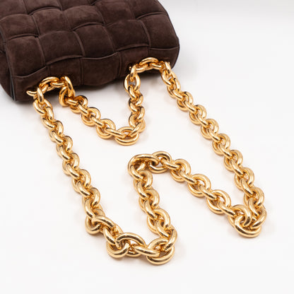 Chain Cassette Bag Brown Suede & Gold