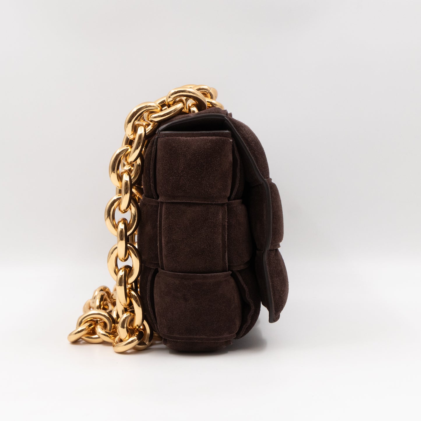 Chain Cassette Bag Brown Suede & Gold